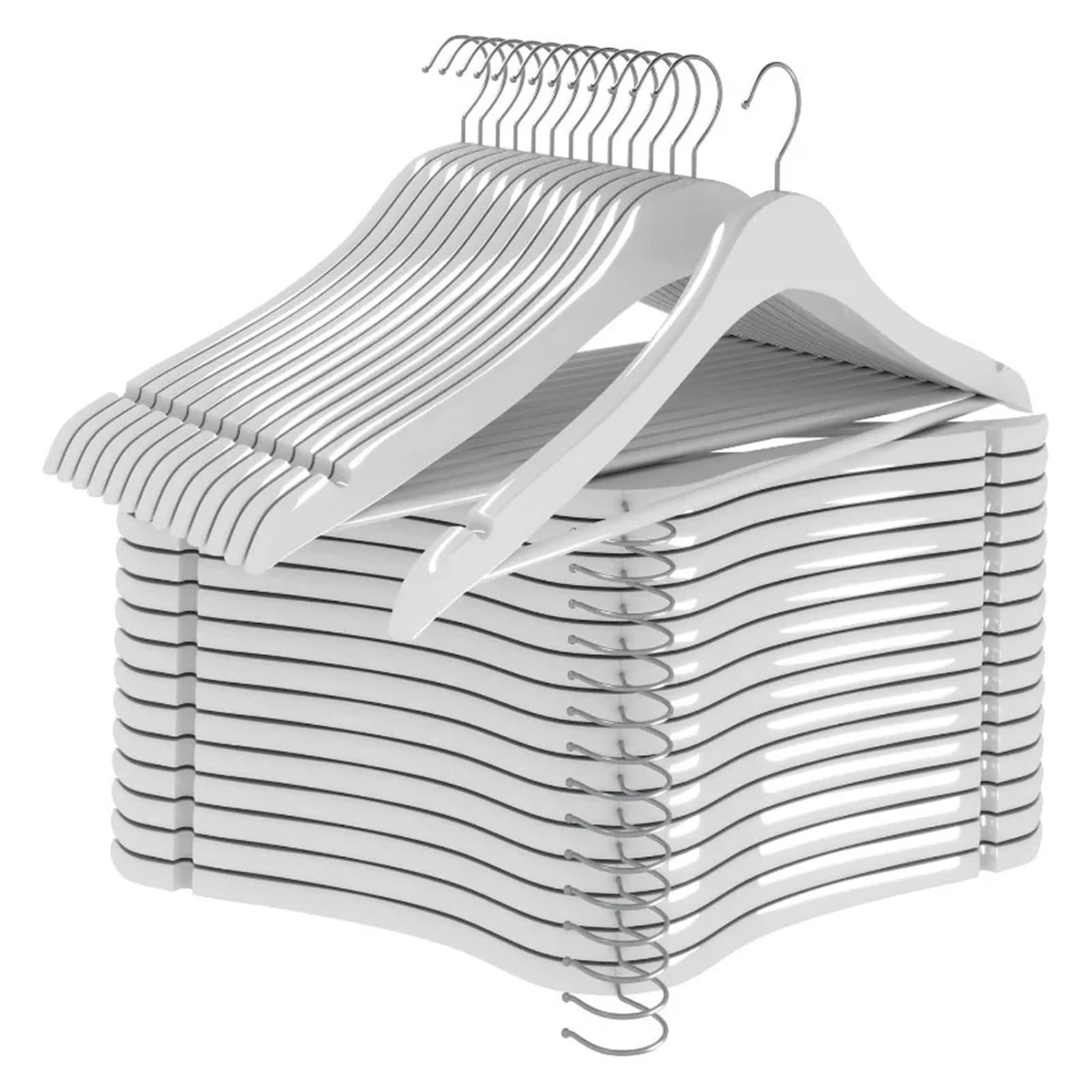 Coat Hangers Wooden Hangers 30 Pack Slim Coat Hanger Suit Hangers with Rotatable Hook Wood Hangers(White Pack of 30)