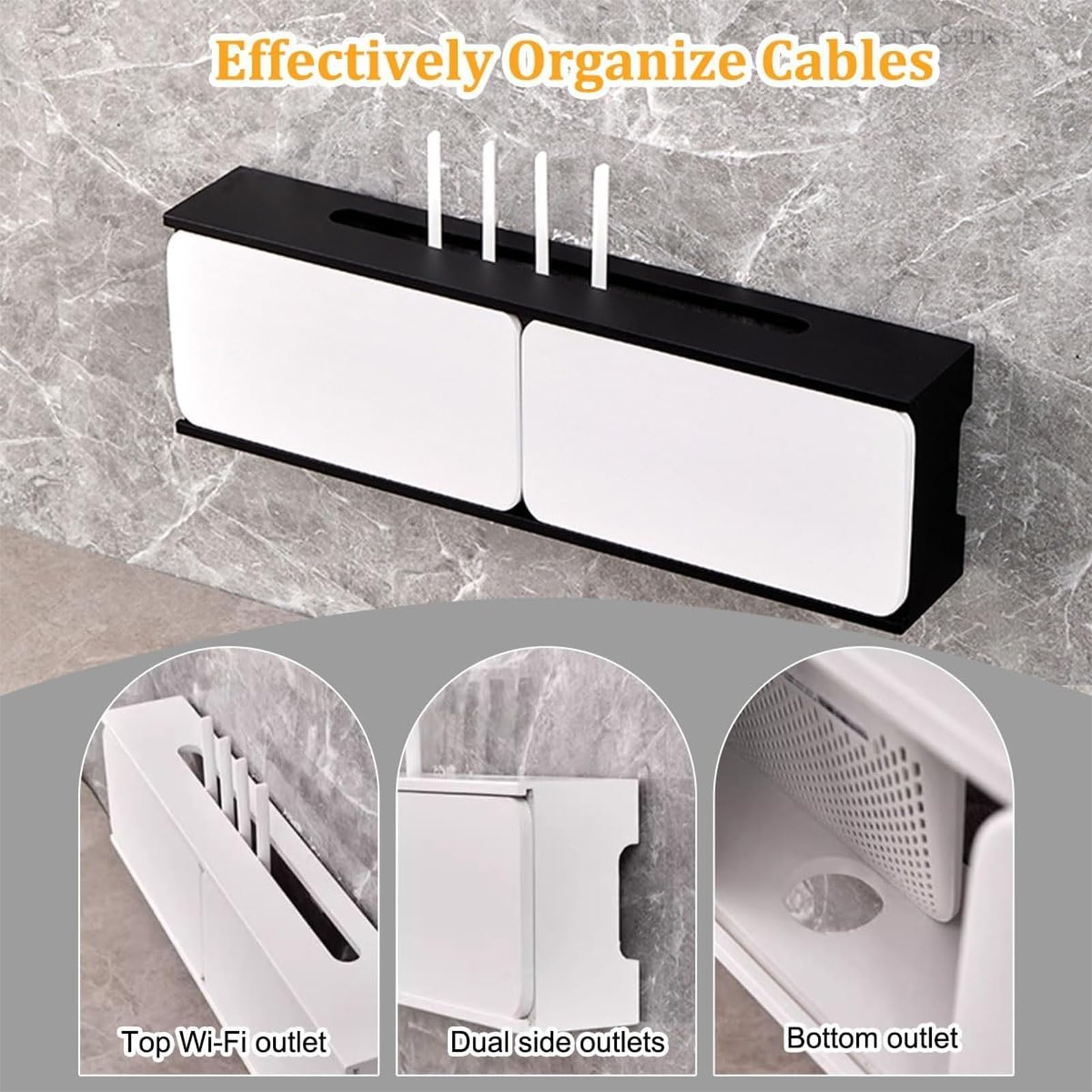 Mueble de Madera for Router WiFi, Caja de Almacenamiento Para Enrutador de Pared, Estante for Módem, Organizador de Cables, Puerta Corredera Tradicional(Wit,80cm/31.5in)