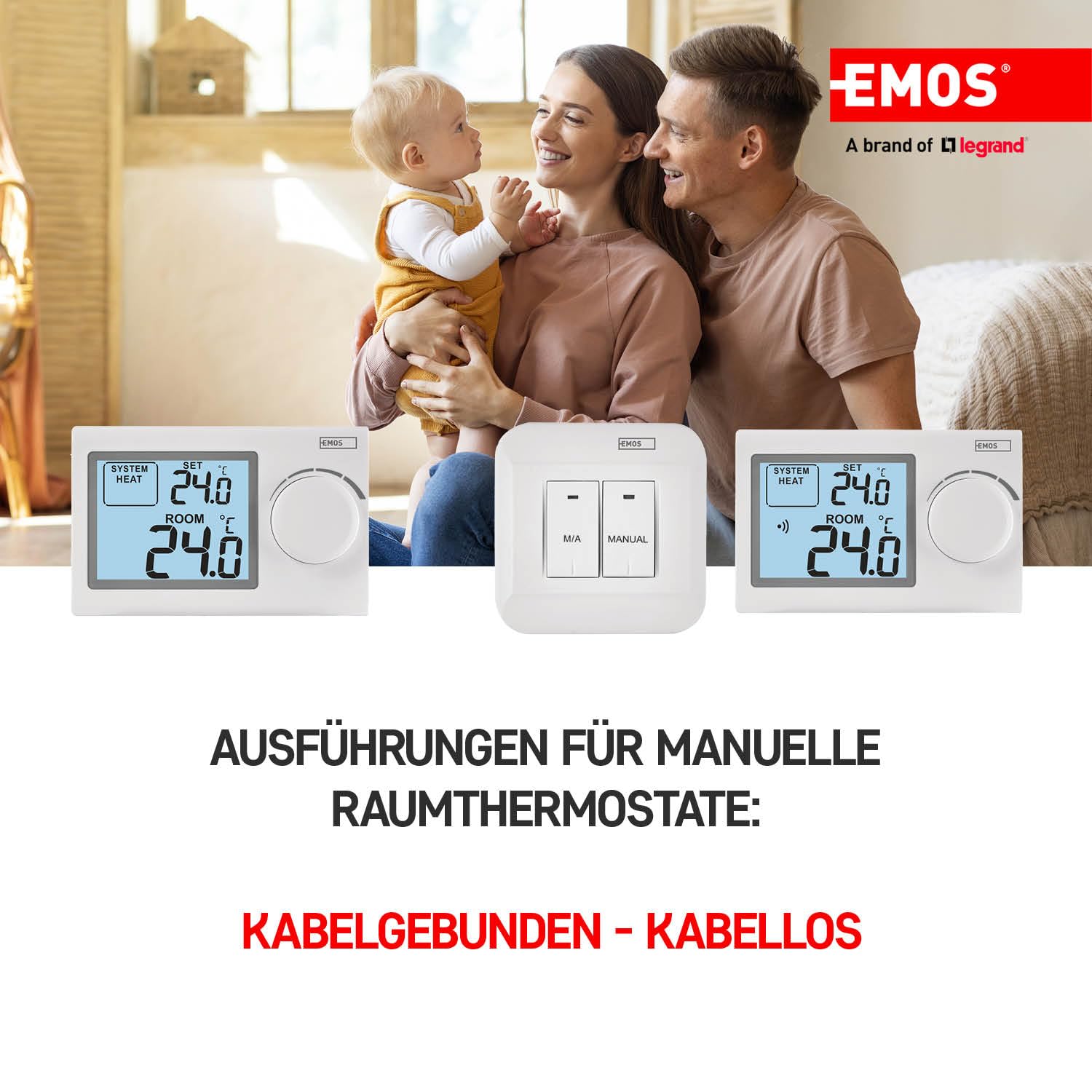 Emos - Termostato interior electrónico inalámbrico para sistema de calefacción y refrigeración