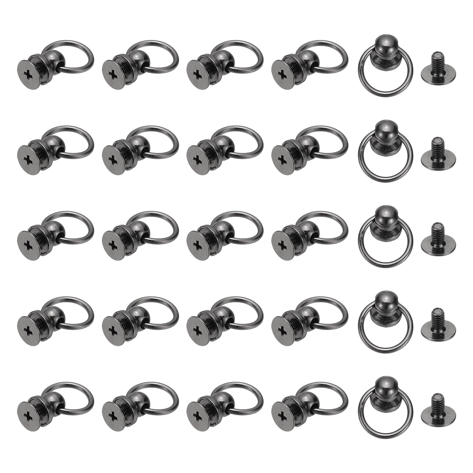 PATIKIL 25 Pcs 0.31"x0.24" Screwback Round Head Rivet, Gunmetal