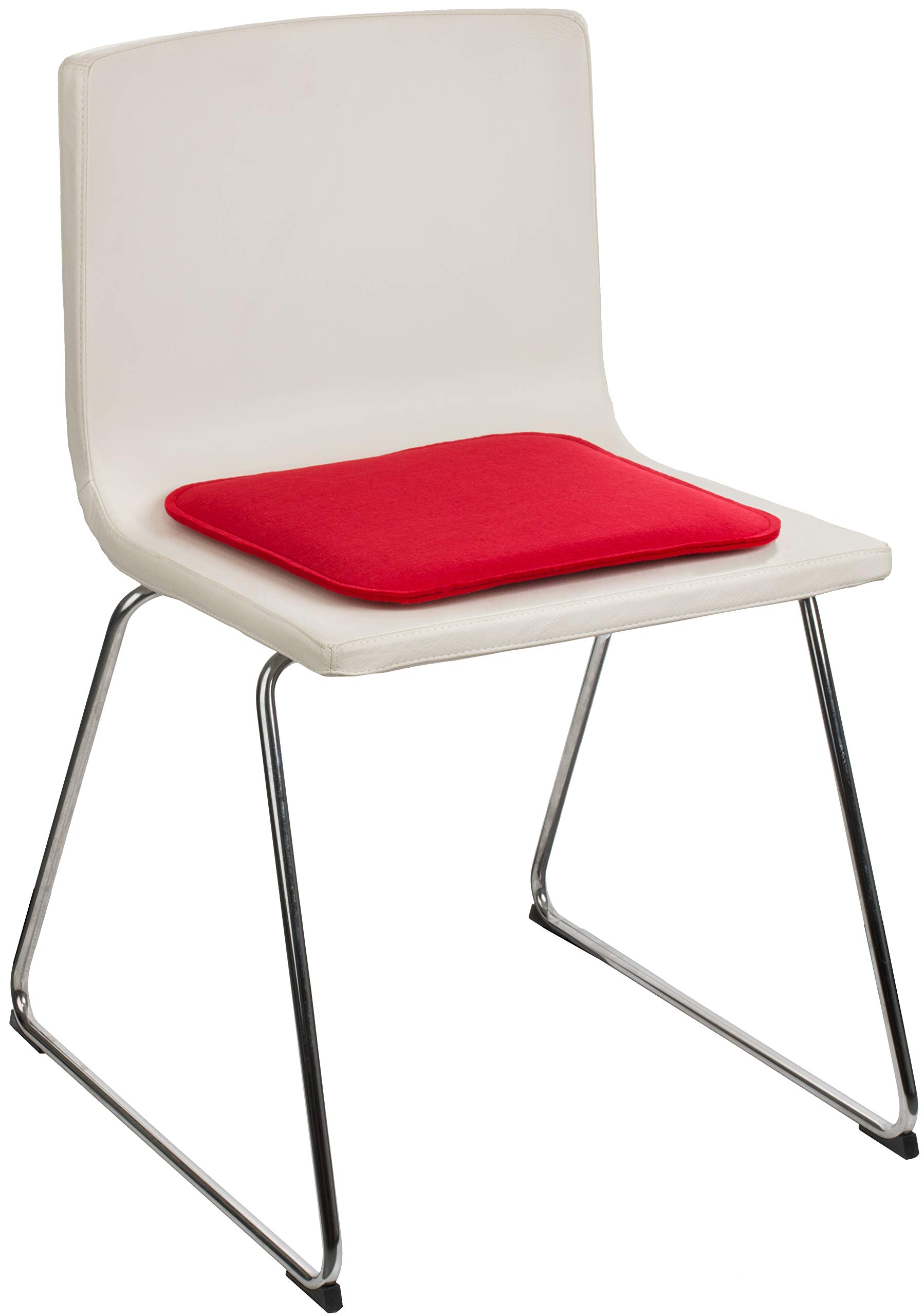 Brandsseller Lot de 8 Coussins d'assise en Feutre 35 x 35 x 2 cm – Galettes de Chaise carrées et Robustes pour l’intérieur et l’extérieur, Assise rembourrée Confortable - Rouge