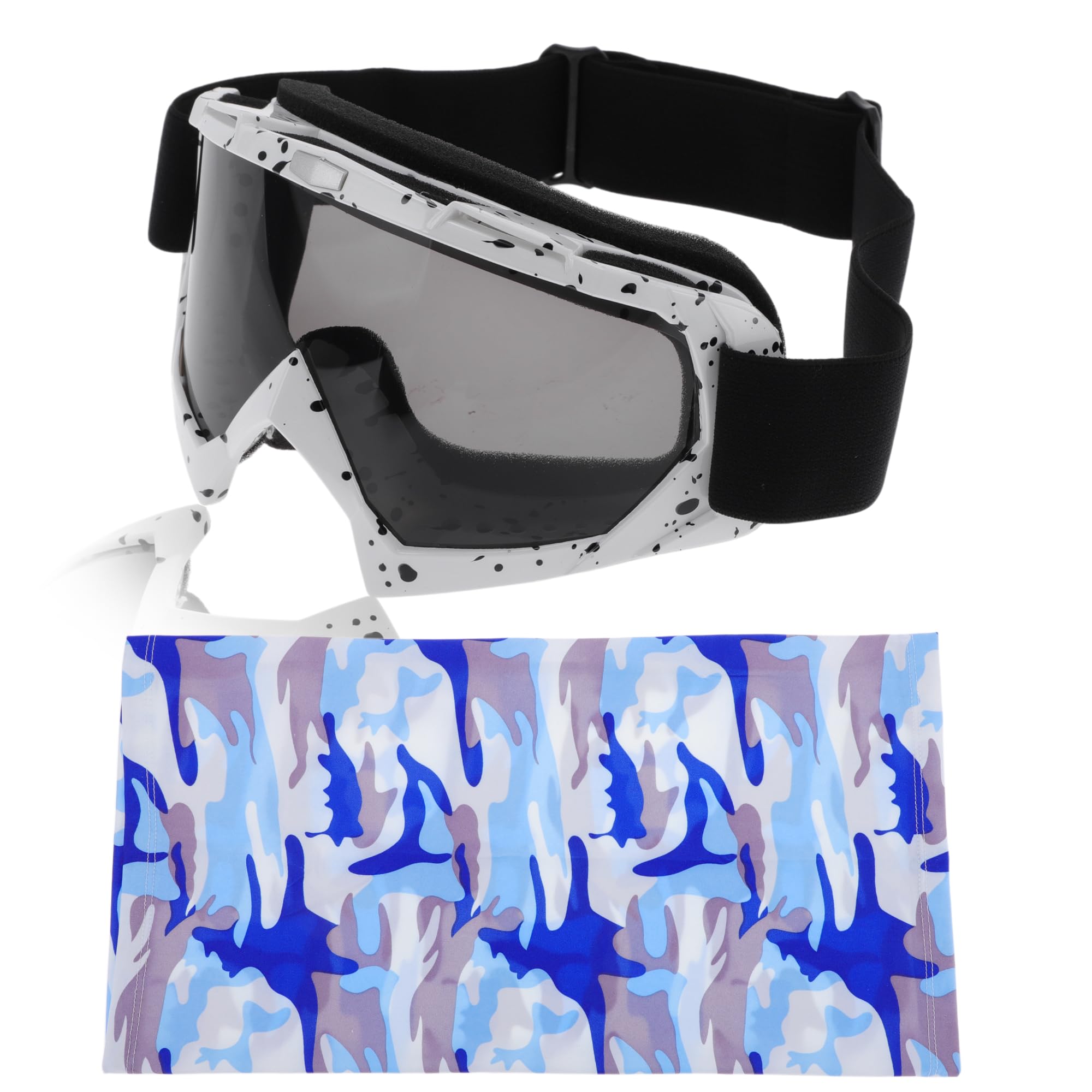 1 Set Occhiali Da Motociclista PC TPU Occhiali Da Ciclismo Lenti Grigie Montatura Bianca E Nera