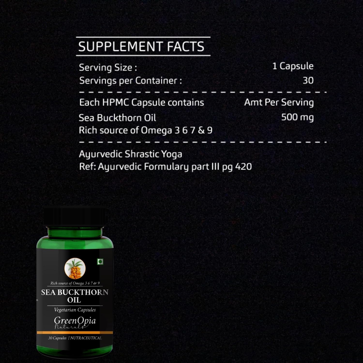 Sea Buckthorn Oil | 30 Veg Capsules | Rich in Omega 3, 6, 7 & 9 — Amazon image 7