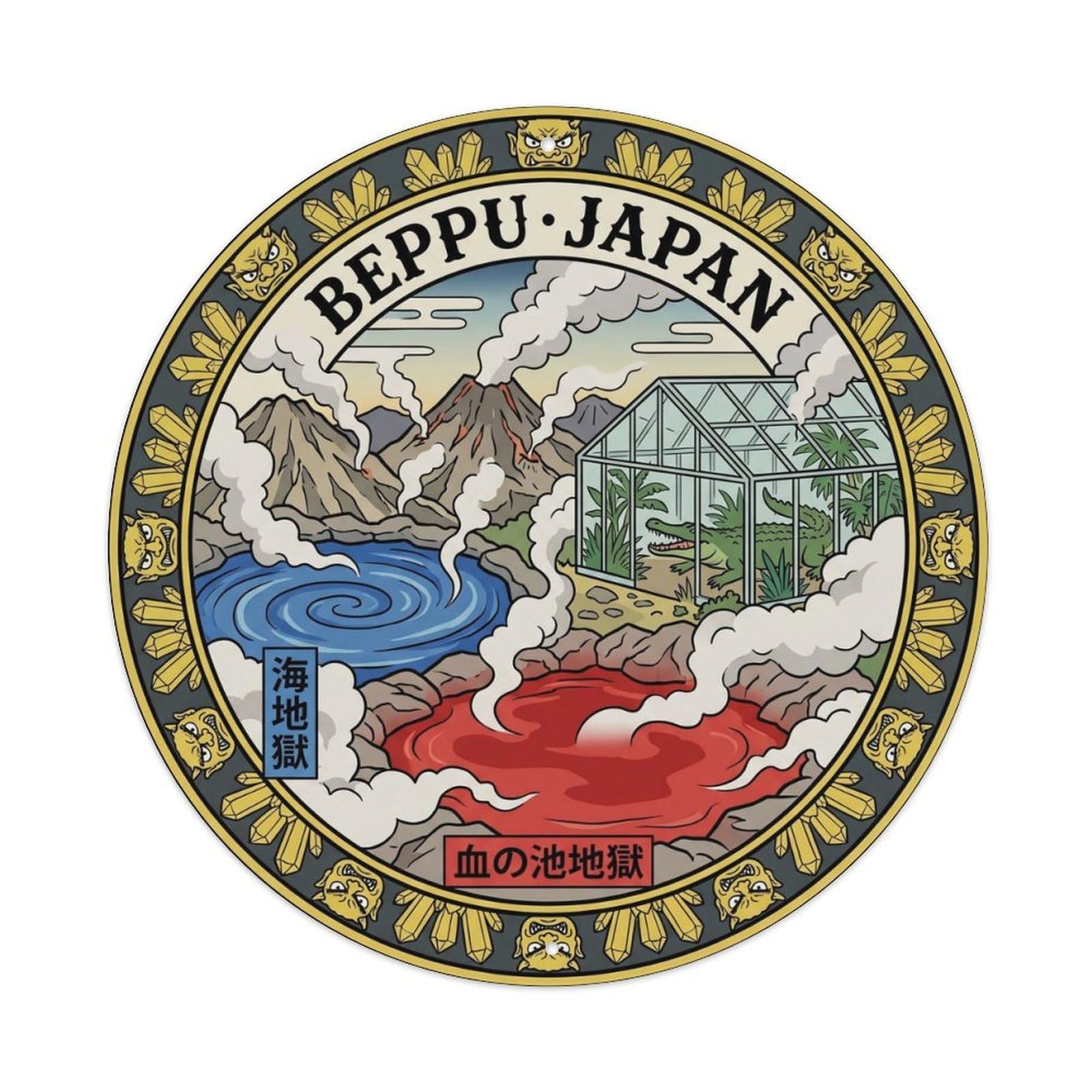 Beppu Hells Tour Sulfur Hot Spring Mountain Journey Metal Tin Sign