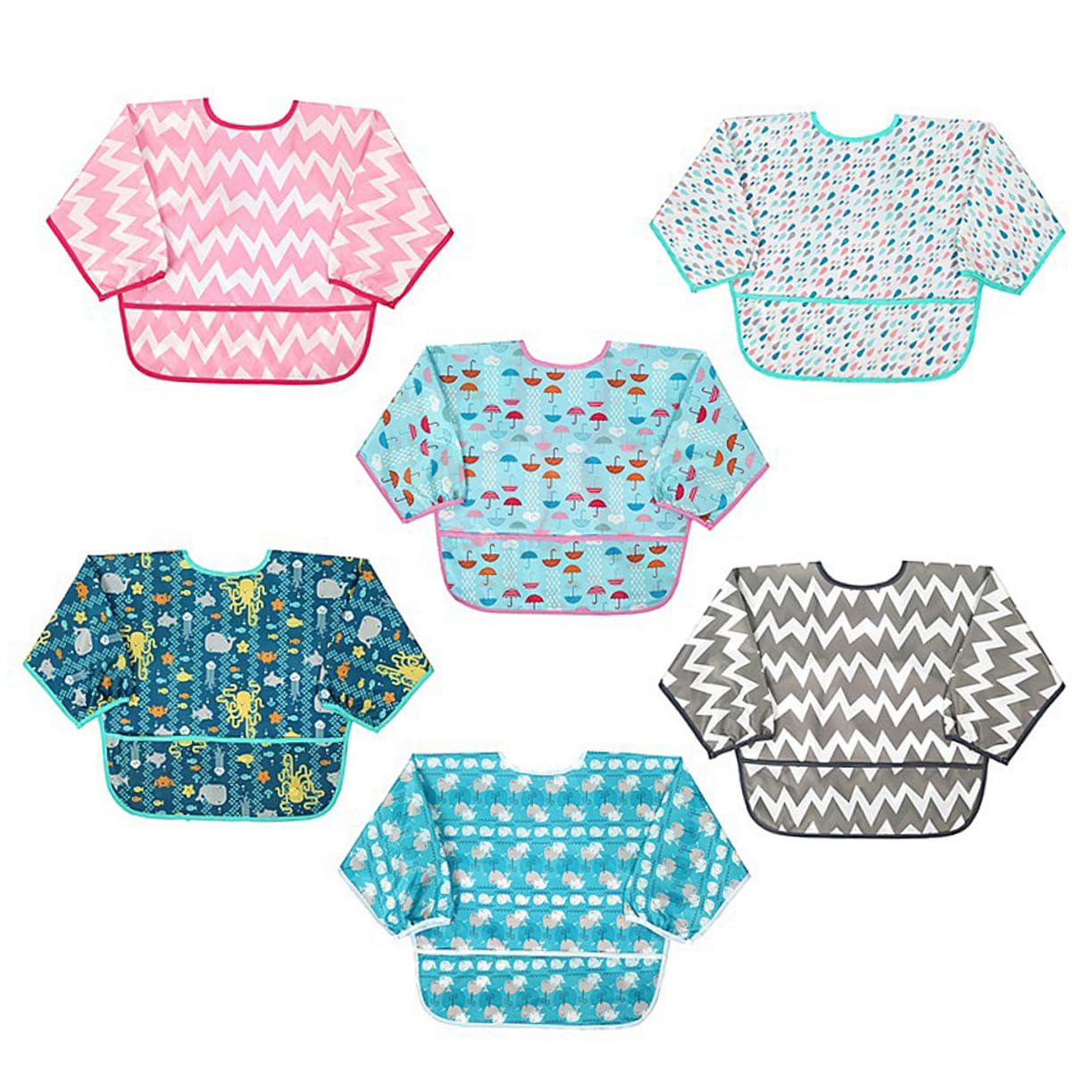 UPKOCH 6 Pièces enfants mangeant des tabliers bavoirs imperméables pour bébé tablier bébé bavoir manches longues bebe manger des tabliers tablier pour manger bébé manche longue robe