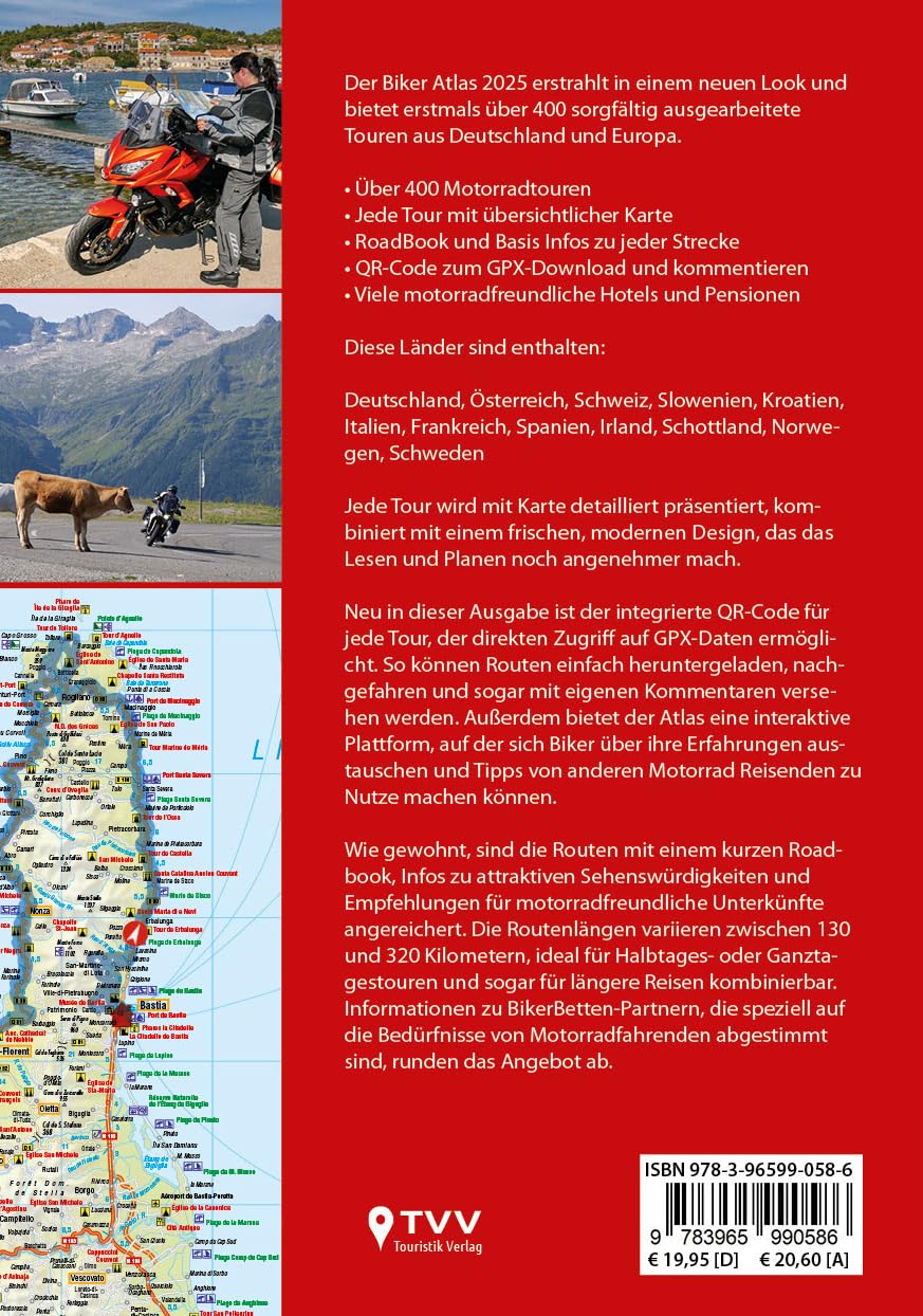 Biker Atlas 2025: 400 Motorradtouren aus 12 Ländern