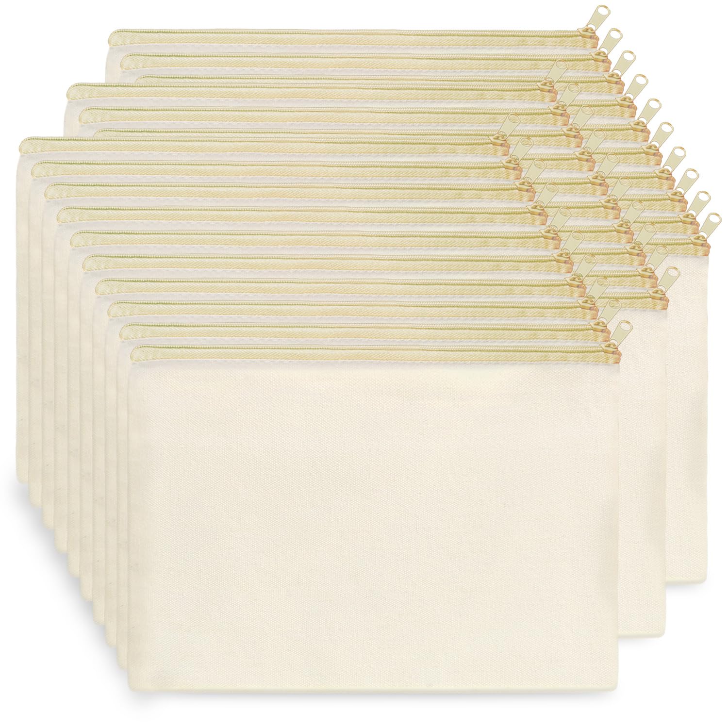 KoolmoxCanvas Zipper Pouch Bulk, 30 Pack 9x7'' Large Canvas Makeup Bags Plain for Women to Personalize Decorate Tie Dye Vinyl Print into Cosmetic Bags Travel Toiletry Pouch Pen Coin Bag