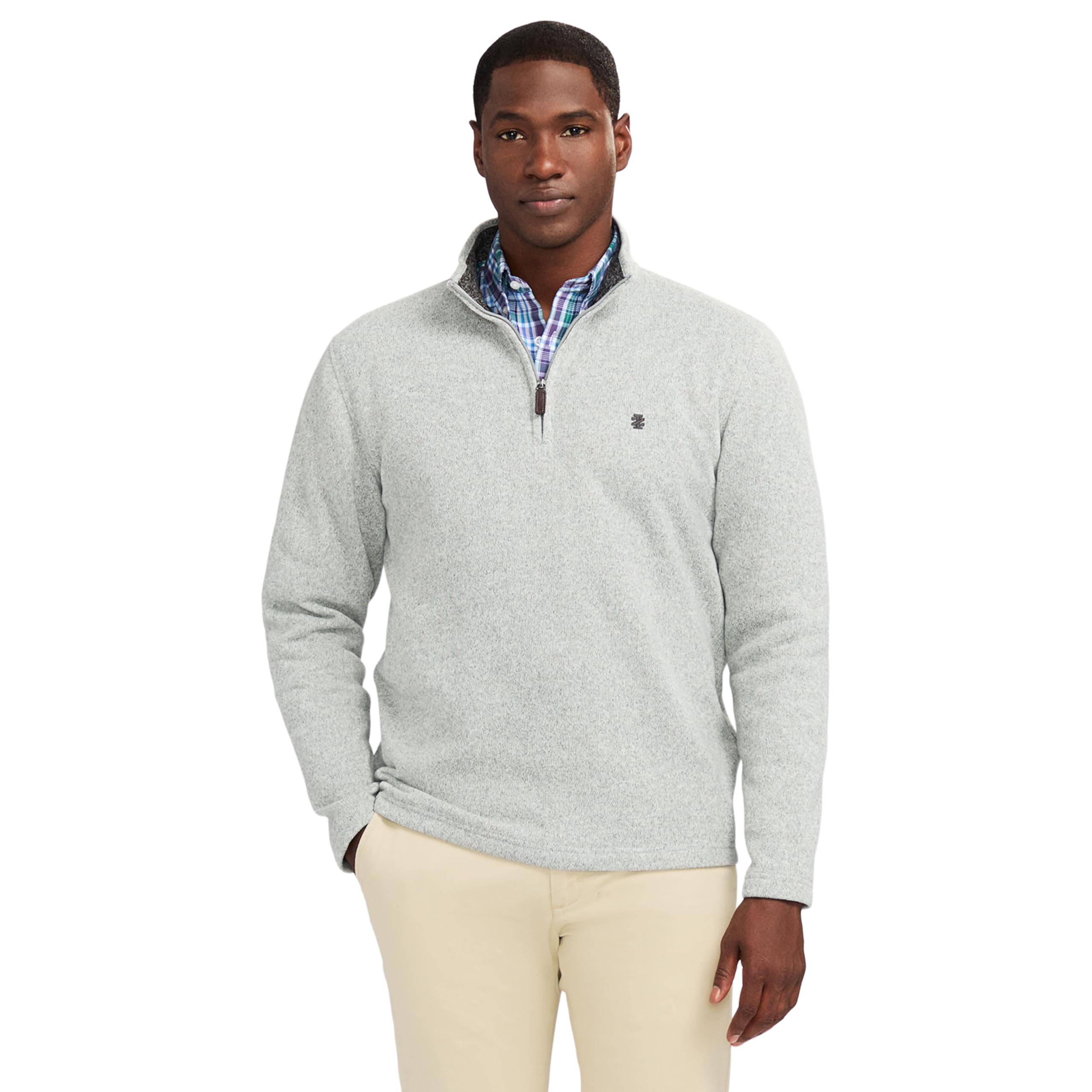 Pull col zippé Izod Thermosoft pour homme en maille polaire douce