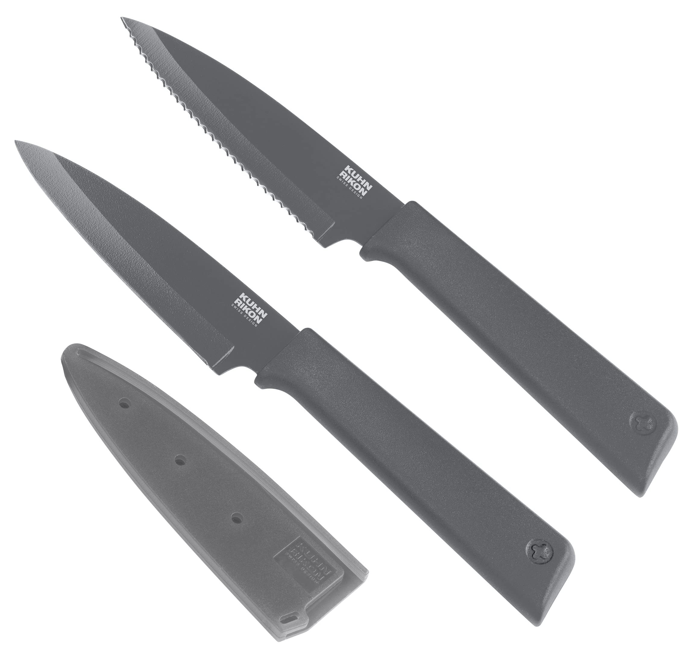 （値下げ可）Kuhn Rikon 4点セット KUHN RIKON Facas de descascar coloridas antiaderentes retas e