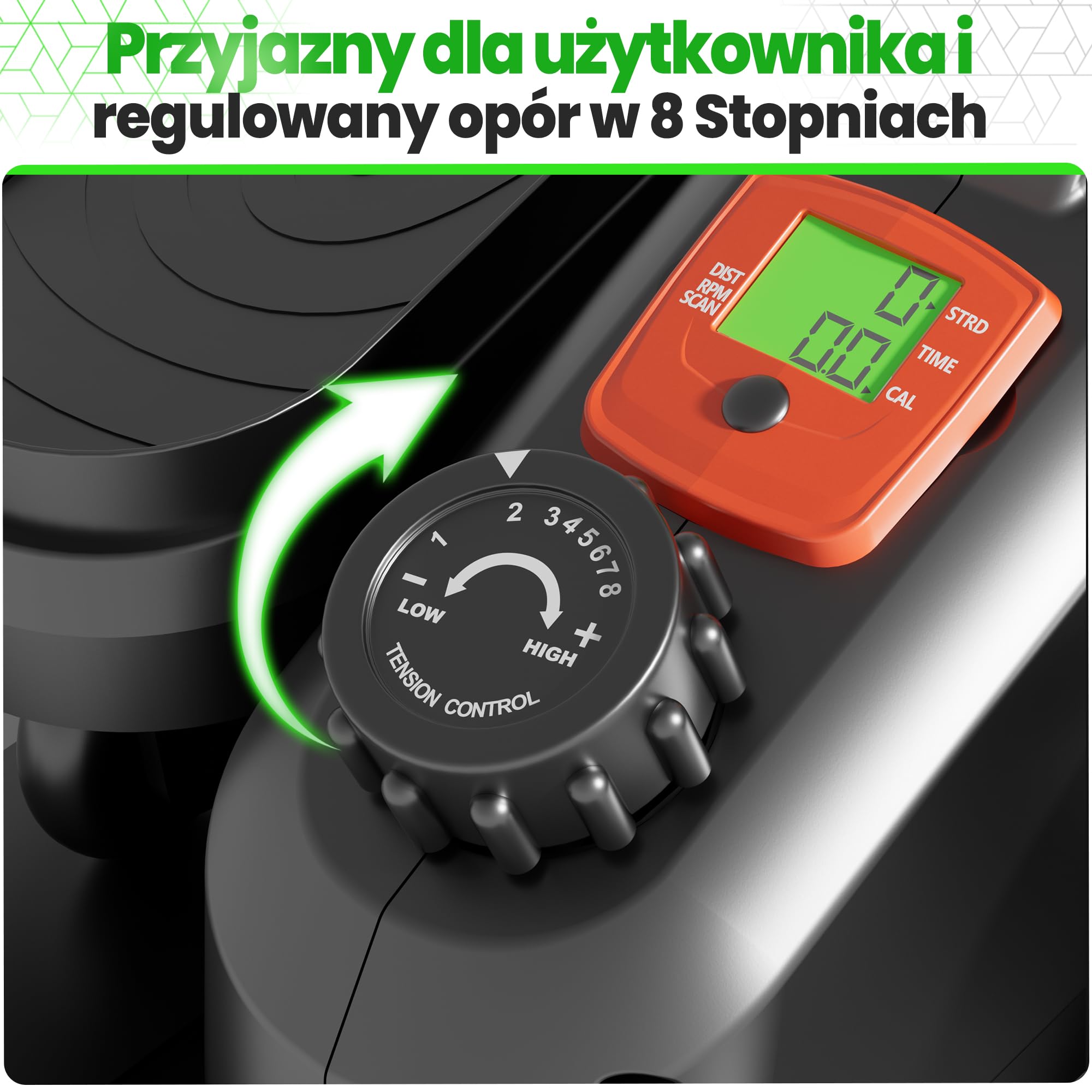 Ultrasport Stepper do domu: Antypoślizgowy, z wyświetlaczem LCD i 8 stopniami, stepper fitness do 100 kg, czarny/czerwony