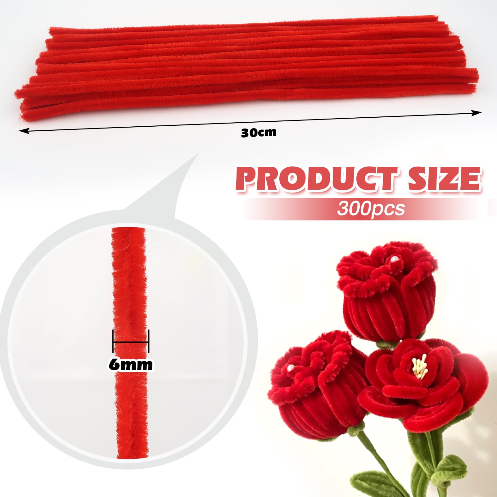 Pijpenrager 30 cm per 4 stuks Rood