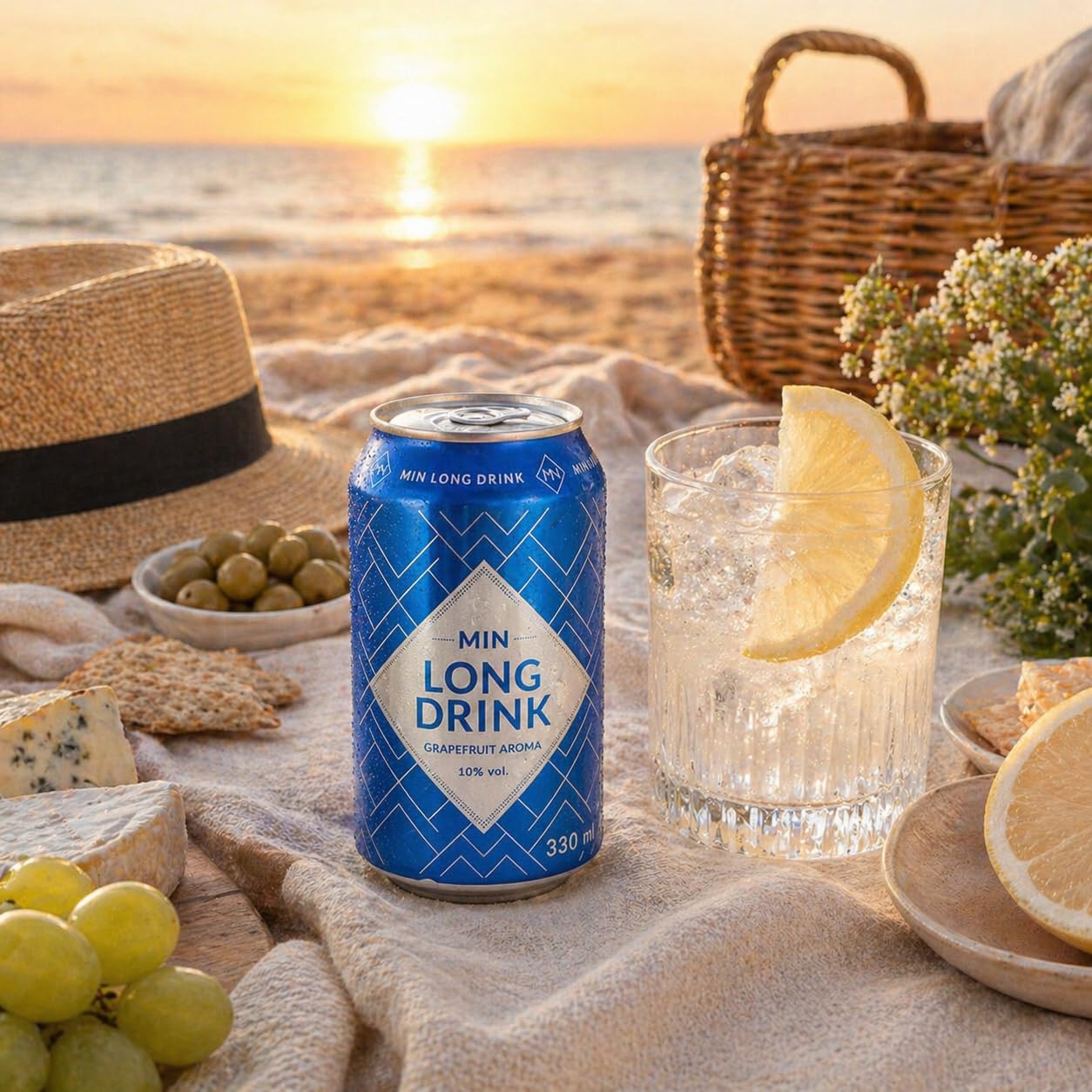 MIN Long Drink Grapefruit – Lonkero – Finnisches Nationalgetränk – Premium Gin-Longdrink – Fertig servierbereit – Nachhaltig produziert in Finnland – 10% Vol. – Glutenfrei – 12×0,33 L – 3 € Dosenpfand