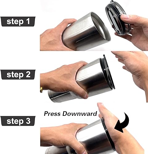 Miniatura 5 de 2 tapas de repuesto para vaso de acero inoxidable de viaje, se adapta a vasos de diámetro interior de 3.15 a 3.2 pulgadas y otros vasos, color negro