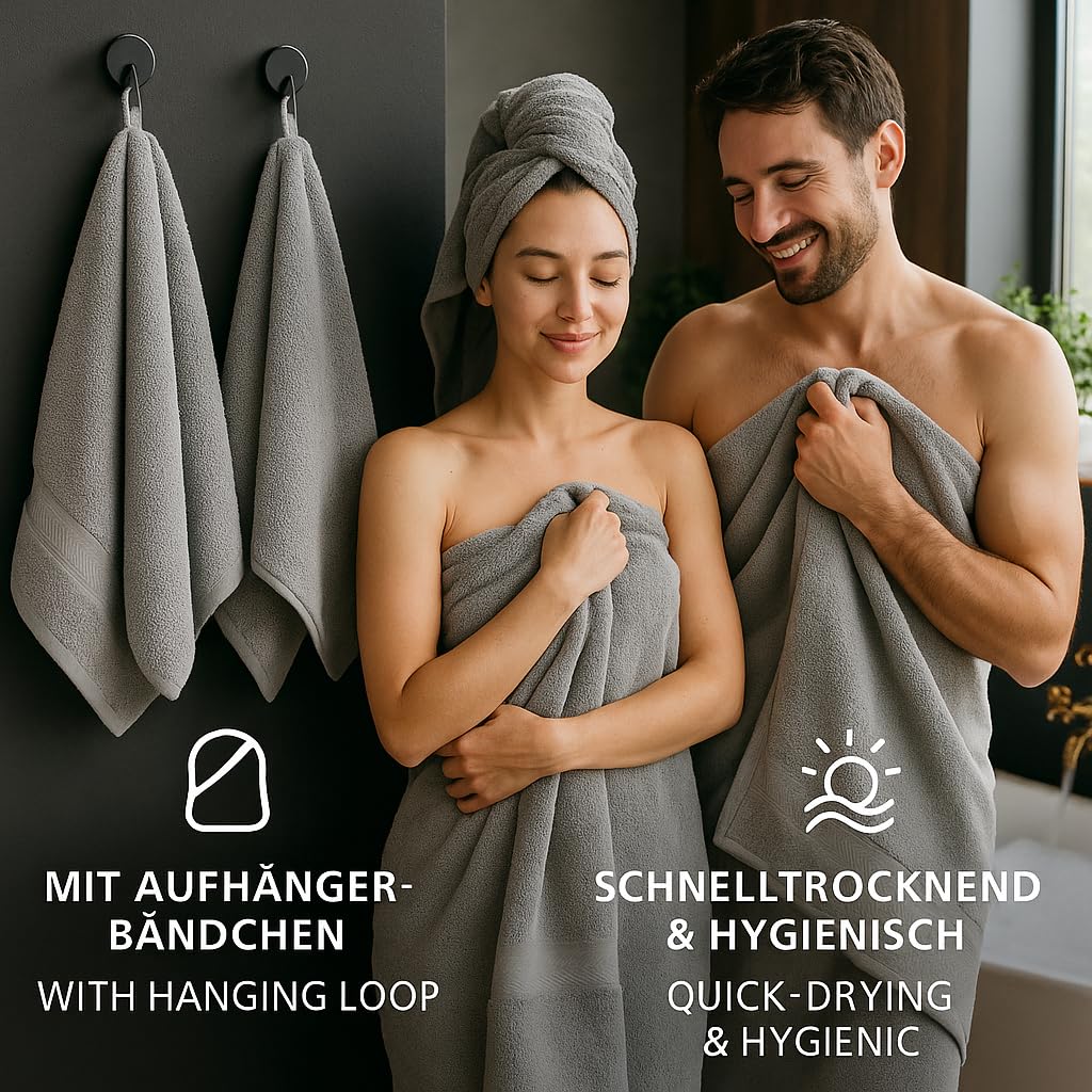 Betz 2 Asciugamani Da Doccia Premium 70x140 Cm 100% Cotone | Morbidi E Assorbenti Per SPA, Piscina E Sauna | Realizzati In Germania, Lavabili A 60° E Asciugabili - 5