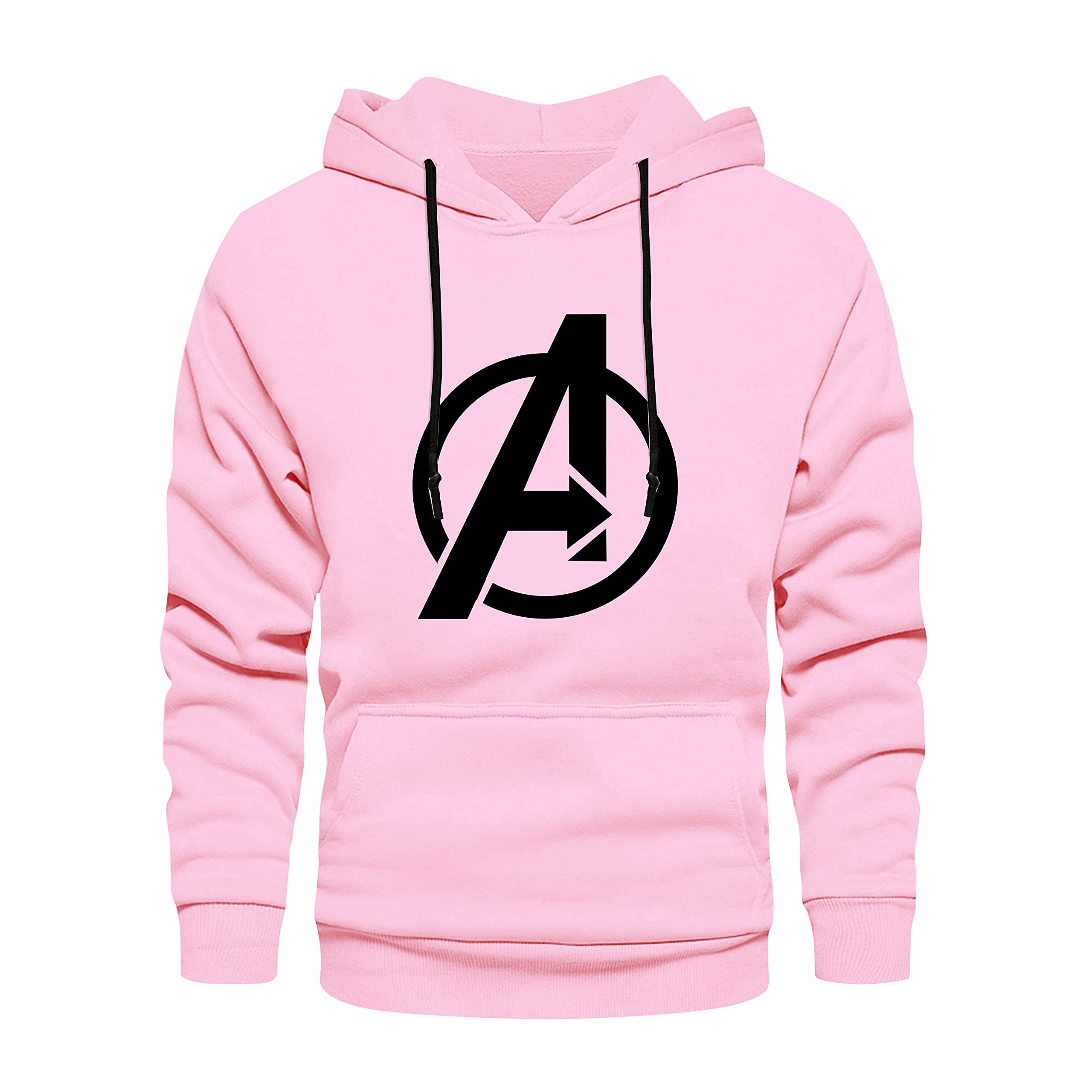 FASHION AND YOUTH Men's Fleece Hooded Neck Sweatshirt(Hood1-DB-Avenger-P-XXL_Pink_2XL)