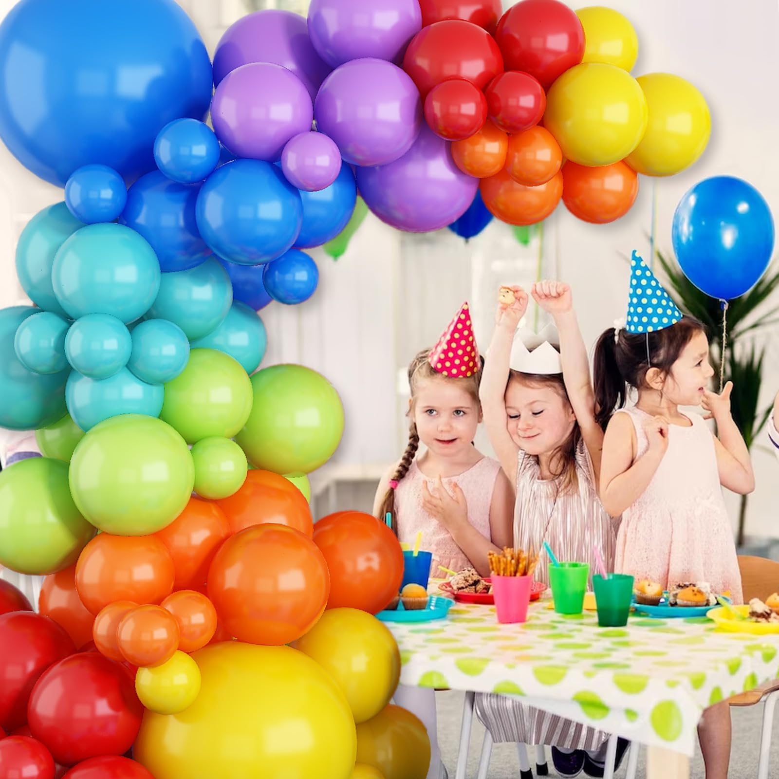 164 Piece Rainbow Balloon Arch Kit - Multi Color Latex Balloons For Party Decorations