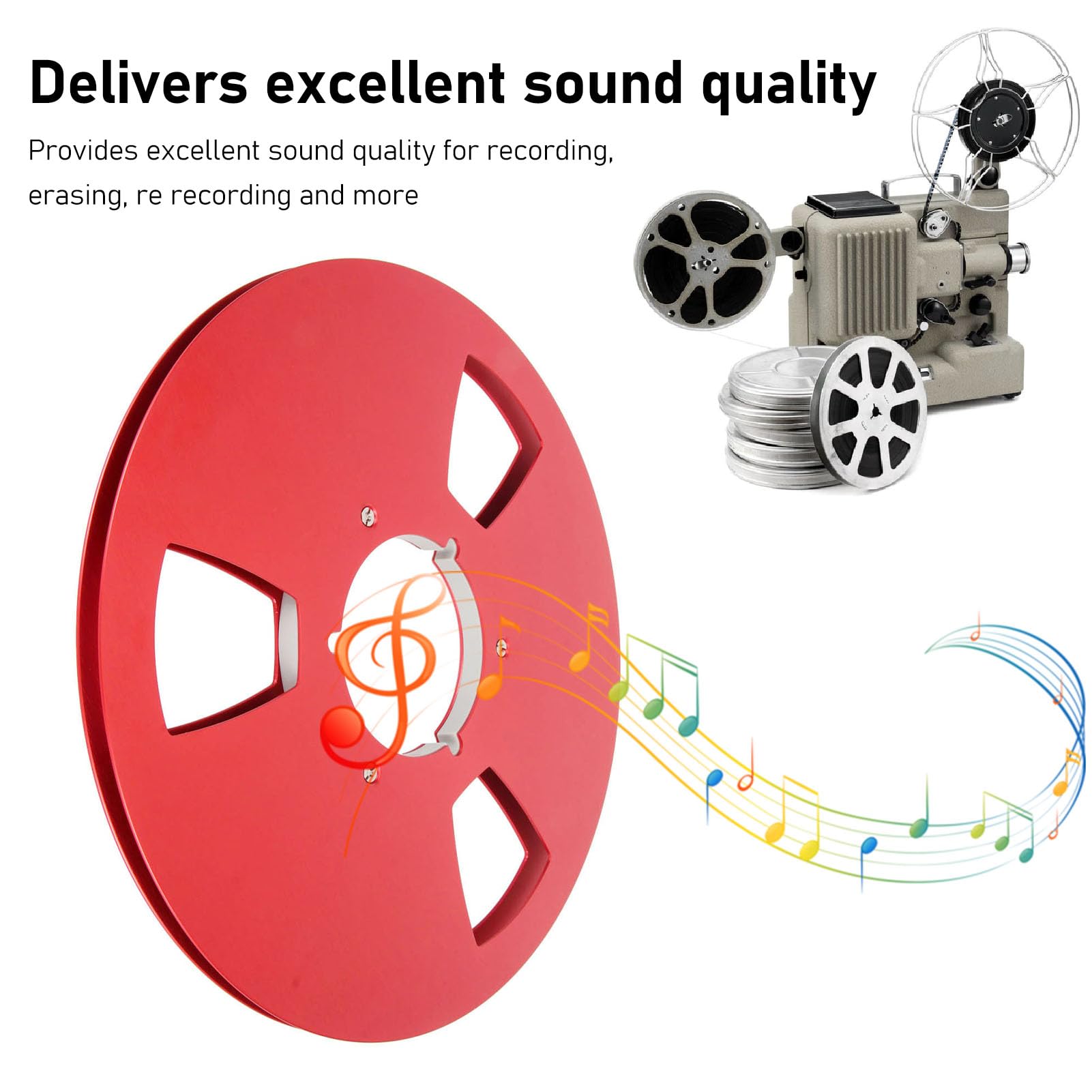 10 Zoll 1/4 Zoll Leere Bandspule für den Austausch Aller Offenen Spulenmaschinen, 3 Windwiderstandslöcher, Aufwickelspule aus Aluminiumlegierung für Aufnahmen, Professionelle (Rot)