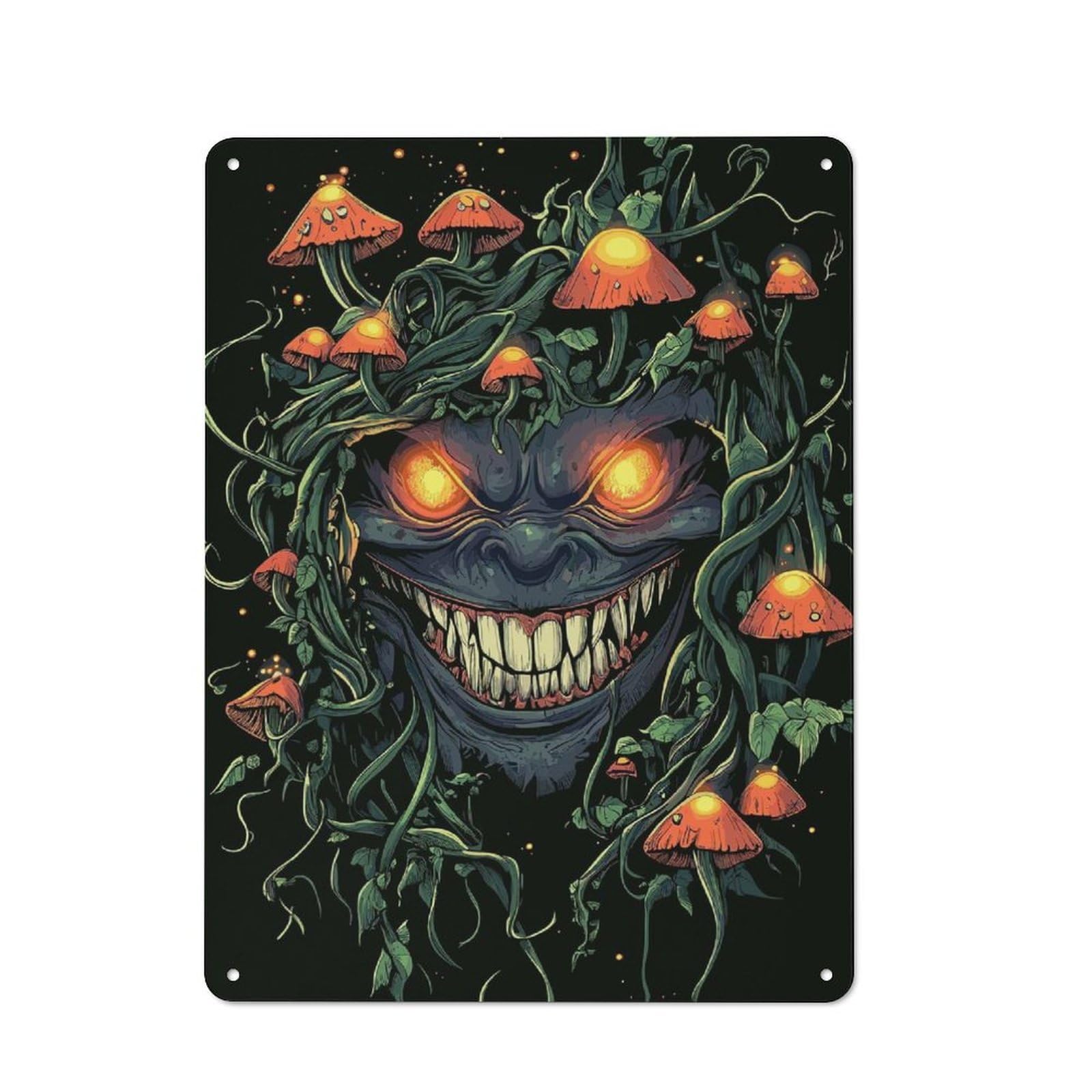 Junmoney Goblincore Glowing Goblin With Mushrooms Rustic Metal Sign 40X30cm For Kitchen Or Home Bar, Gift For Kitchen Decor Lovers During The Christmas Season