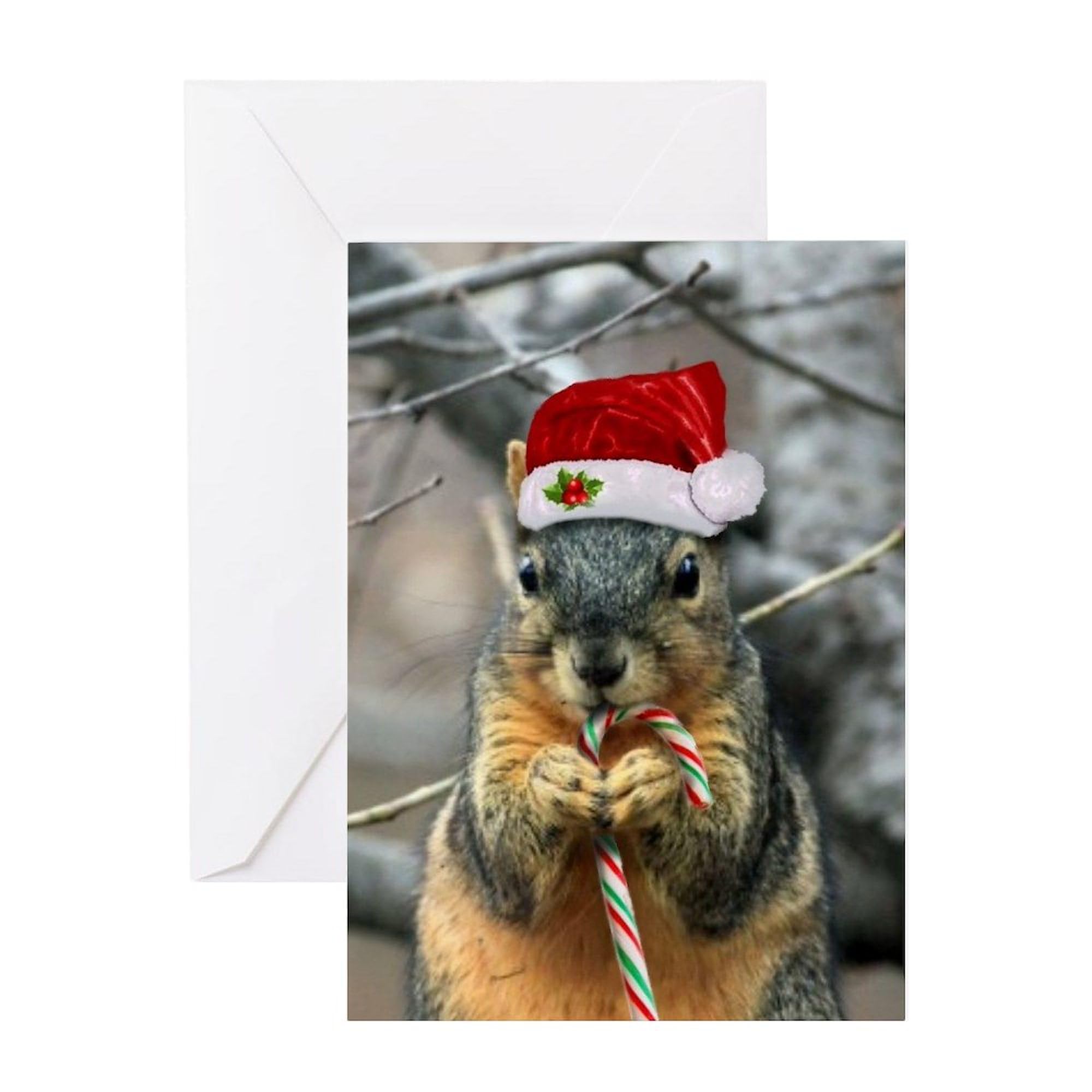 CafePress Christmas Squirrel Greeting Cards Folded Greeting Card Matte