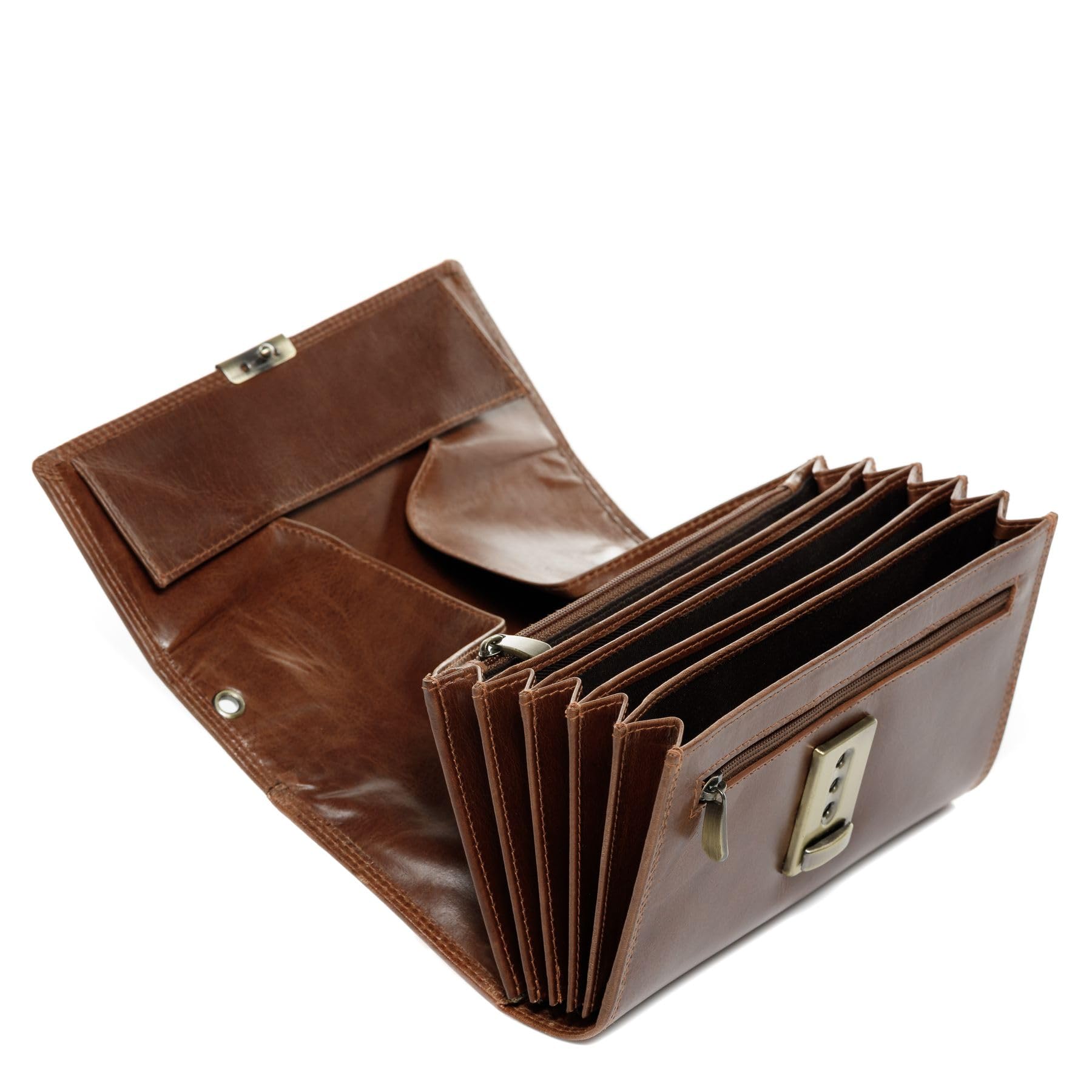 SID & VAIN Cartera de camarero de piel auténtica, monedero y funda para camarero Aberdeen Combi, compartimentos para camarero, monedero de piel para hombre y mujer, color marrón hecho a mano, marrón