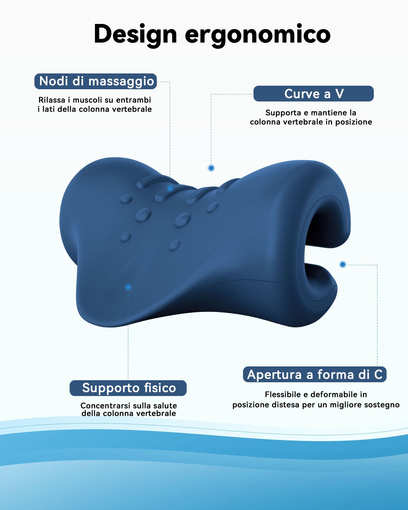 BLABOK Cuscino Cervicale con Trazione Ortopedica - Sollievo per Dolori Cervicali, Allineamento Colonna e Stretching del Collo, Dispositivo per Mal di Testa e Spalle Ingrinate