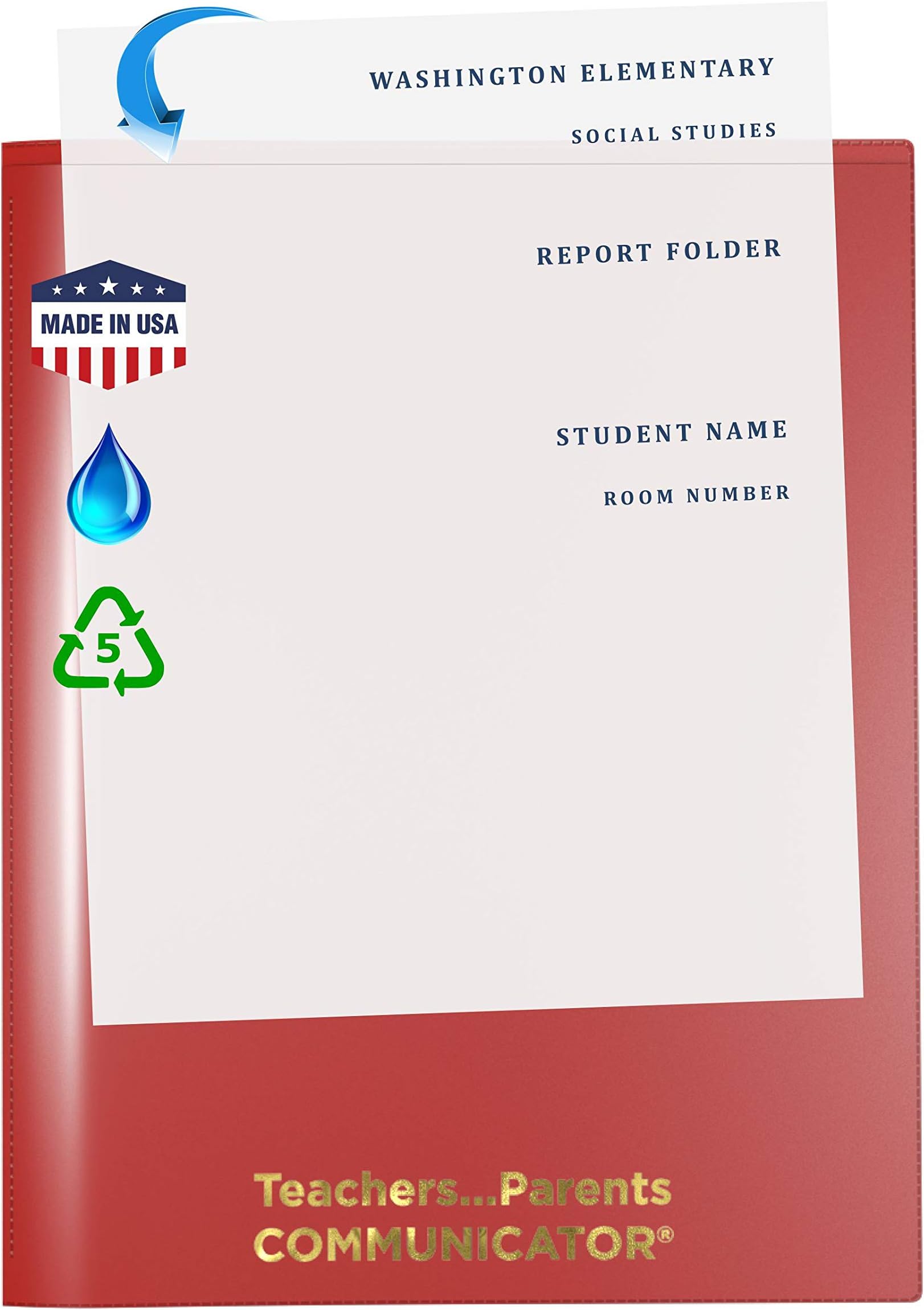 Nicky?s Communicator Folder (Pack of 50), Flexible Plastic Folder for Letter Size Papers (Red)
