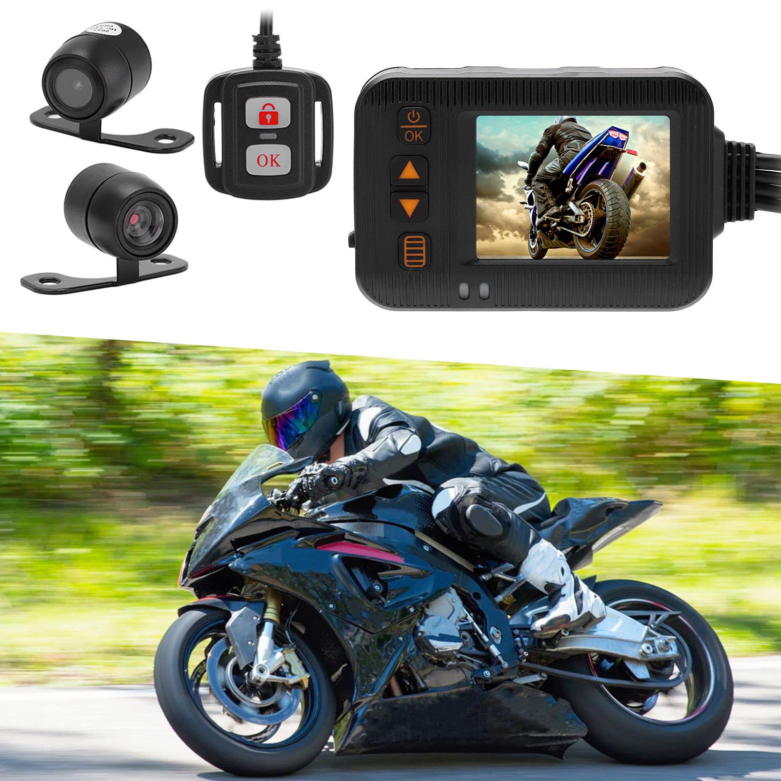 Luqeeg Kamera Samochodowa Motocykla, Przód 1080P, tył 720P