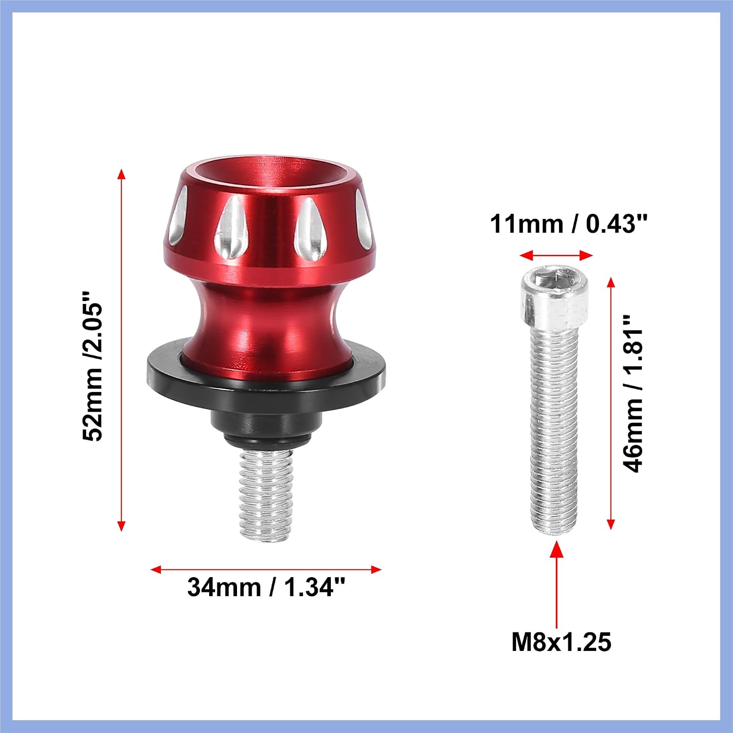 2pcs 8mm M8x1.25 Red Aluminum Alloy Motorcycle Swing Arm Spools Sliders Stand for Honda for Suzuki Stable