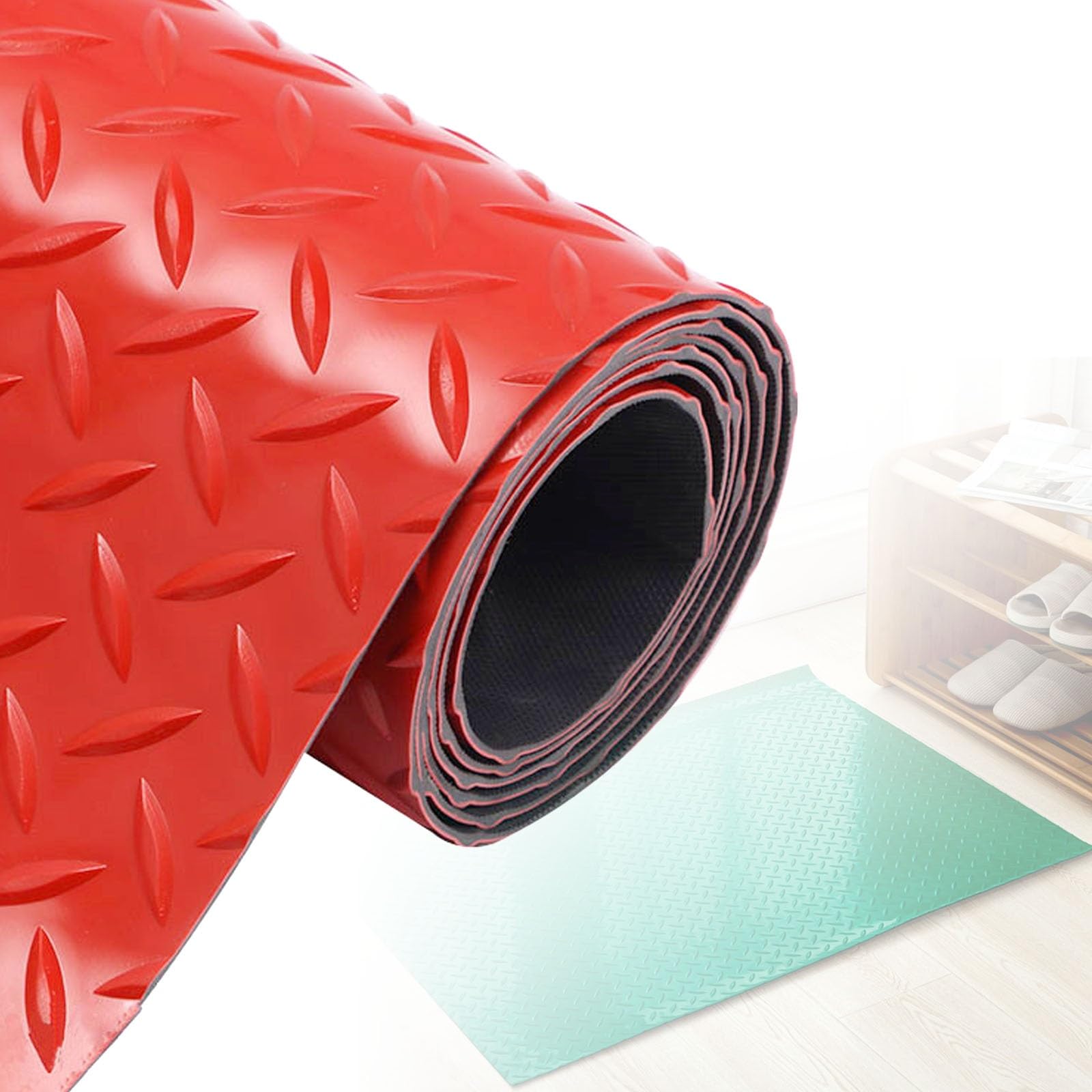 Esteras de Caucho para Suelos de Garaje Tamaños múltiples Multicolores del Rollo 1.5m m del Suelo de Goma del PVC(Grey,0.9x4m)