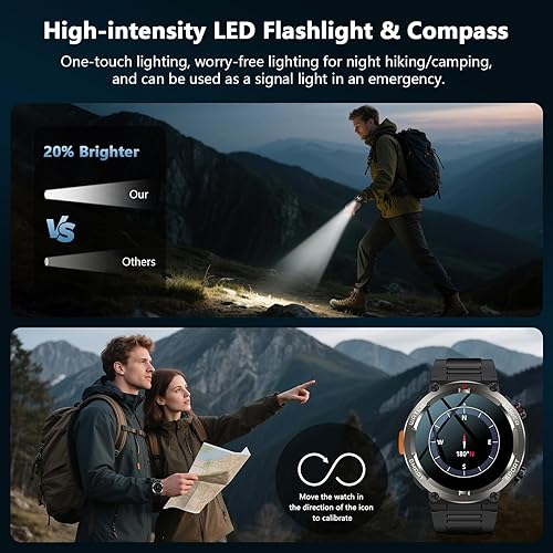 Miniatura 4 de IOWODO Reloj inteligente, reloj inteligente HD de 1.85 pulgadas para hombres y mujeres (respuestahacer llamadas), reloj de fitness con rastreador