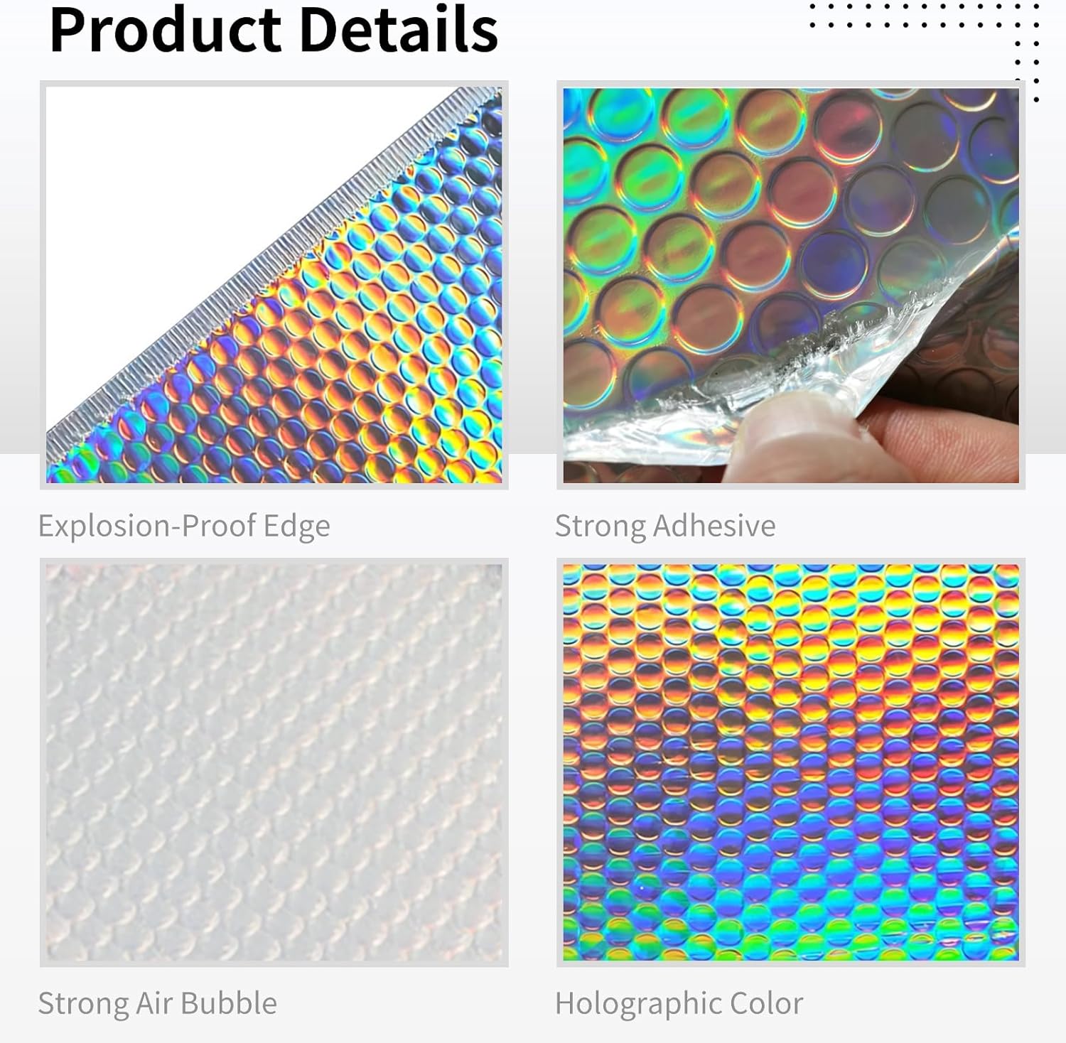 Holographic Bubble Mailers, 100 Pack, Metallic, Self Seal