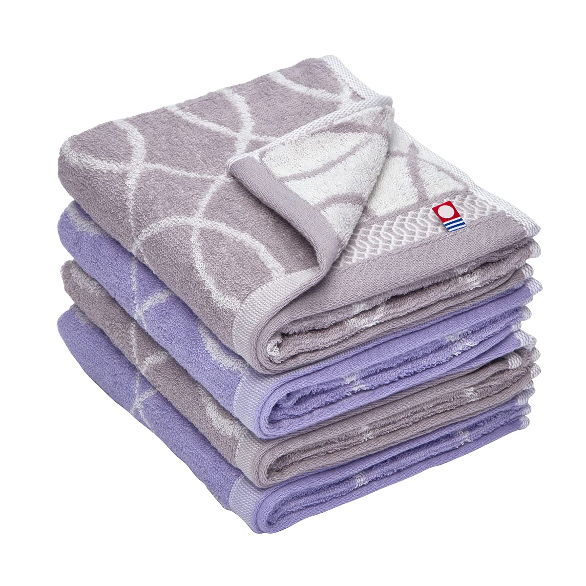 Imabari Face Towel Set of 4 Gray Blue Embossed Quick Dry Cotton Japan