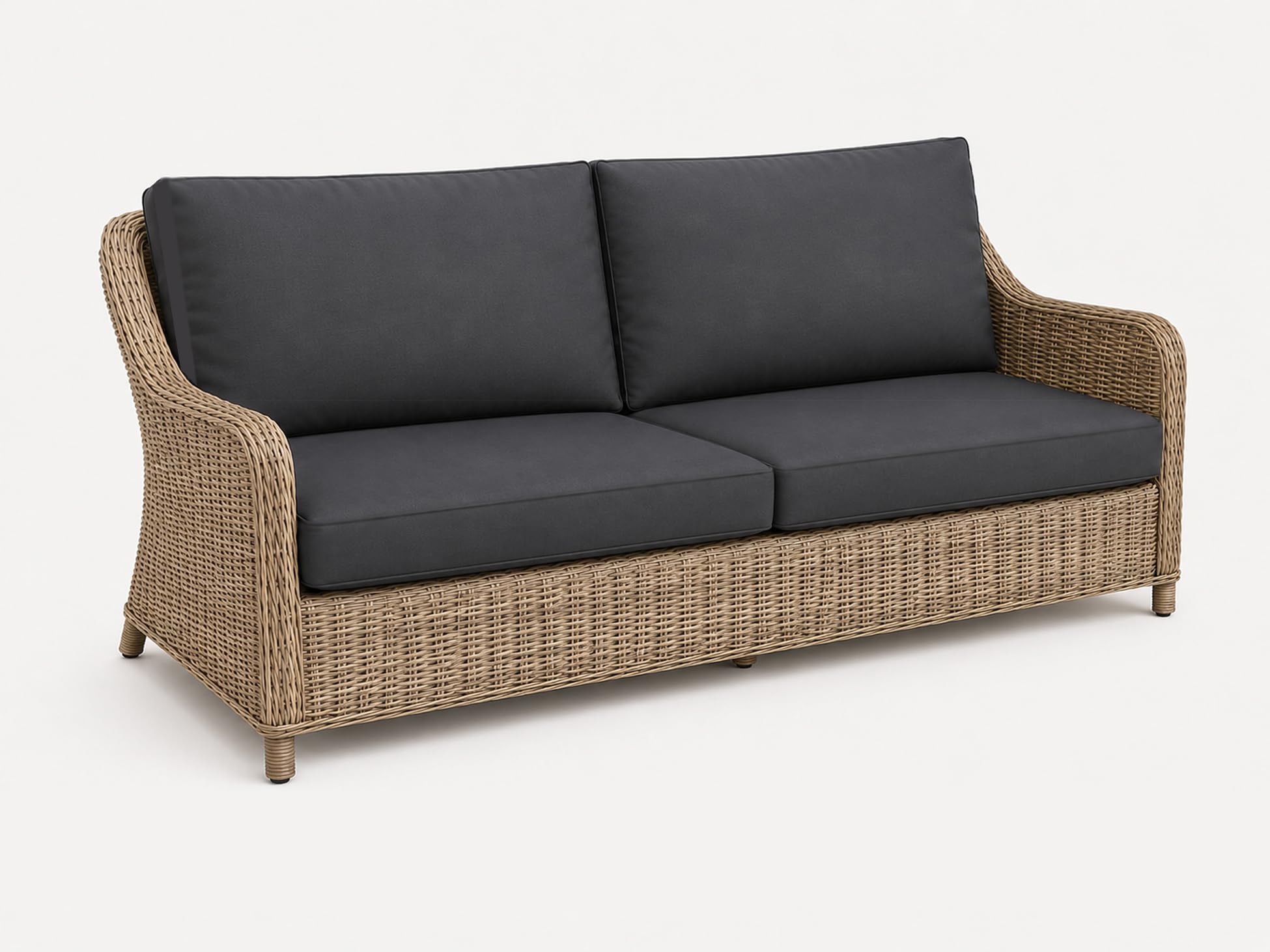 Loungekissen Set für Polyrattan Sofa 2-3Sitzer (Anthrazit Set: 56x52+56x45) | Outdoor Sitzkissen für Gartensofa, abnehmbarer Bezug, waschbar Rattanmöbel