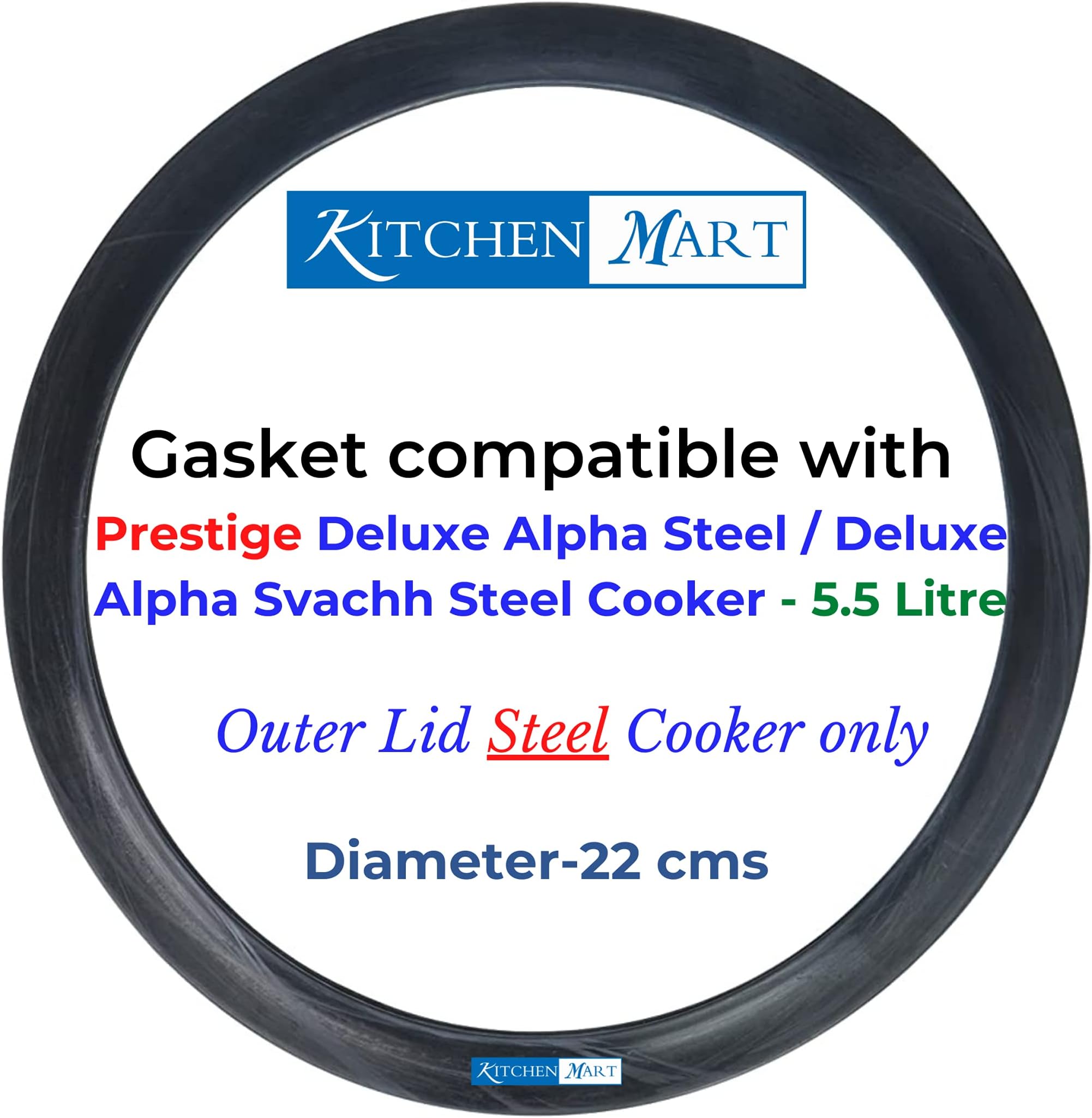 Kitchen Mart Gasket compatible with Prestige Deluxe Alpha/Deluxe Alpha Svachh Steel Pressure cooker (5.5 Litres)