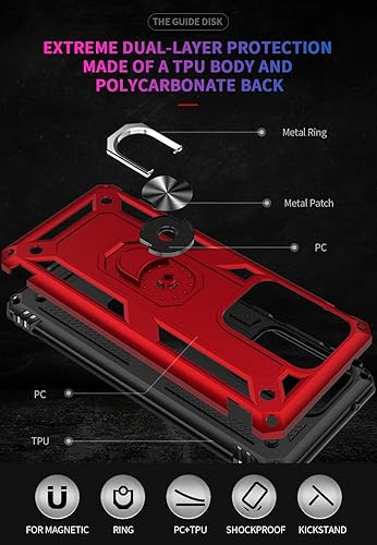 Miniatura 5 de ADDIT Funda S20 Ultra para Samsung Galaxy S20 Ultra, con anillo de soporte, soporte ajustable, grado militar, protección resistente, a prueba de