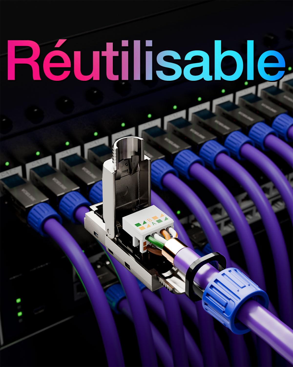VCELINK Connecteur RJ45 Sans Outil, Connecteur RJ45 Cat 8 Plaqué or Sans Outil, blindé pour câble Ethernet Cat7/Cat8 en lot de 4