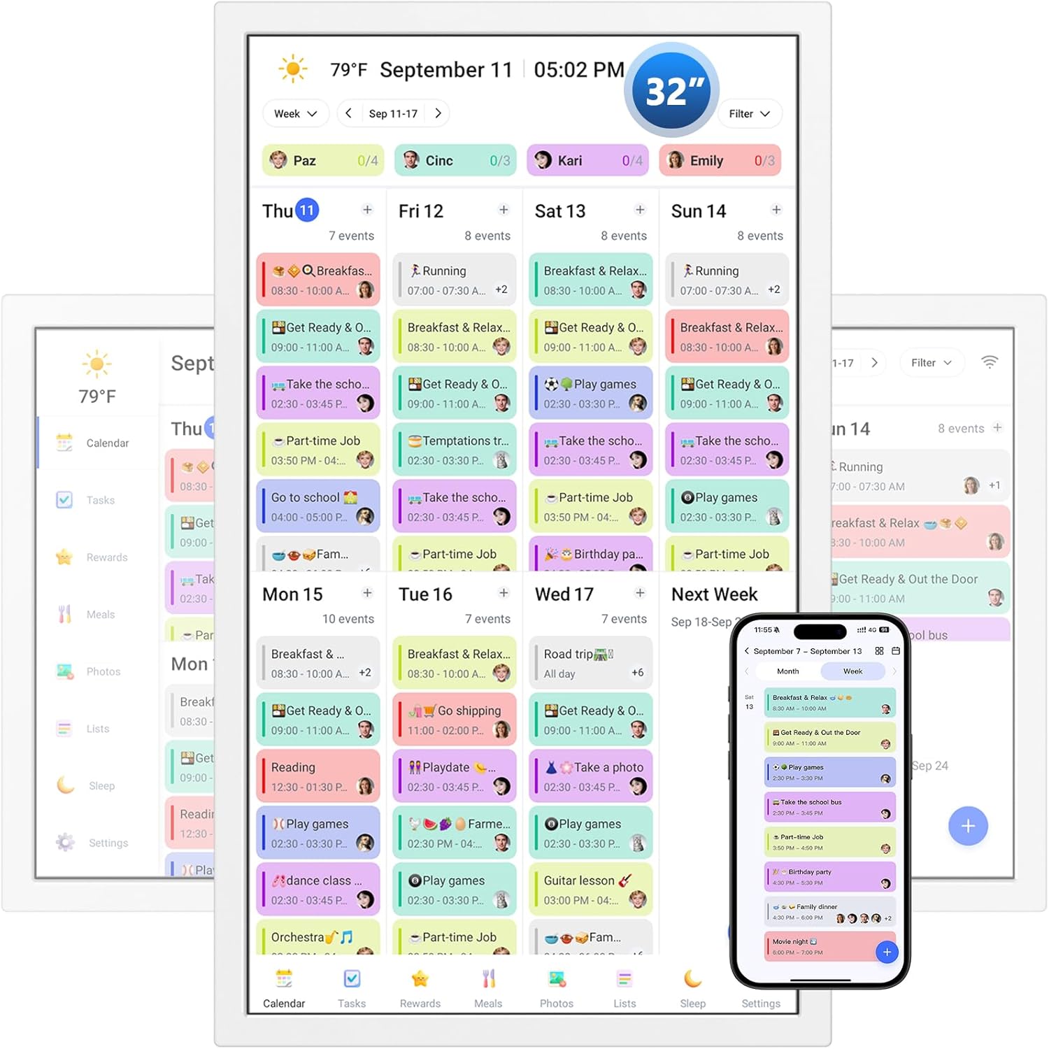Calendar 10.1 Inch Digital Calendar & Chore Chart, Smart Touchscreen Interactive Display for Family Schedules Gift for Mother Mom Women Grandpa