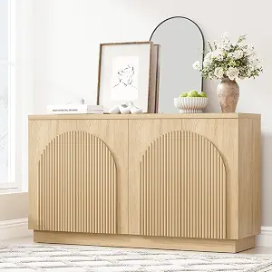 Yechen 55" Fluted Sideboard Buffet Cabinet with Storage, Credenza, Natural