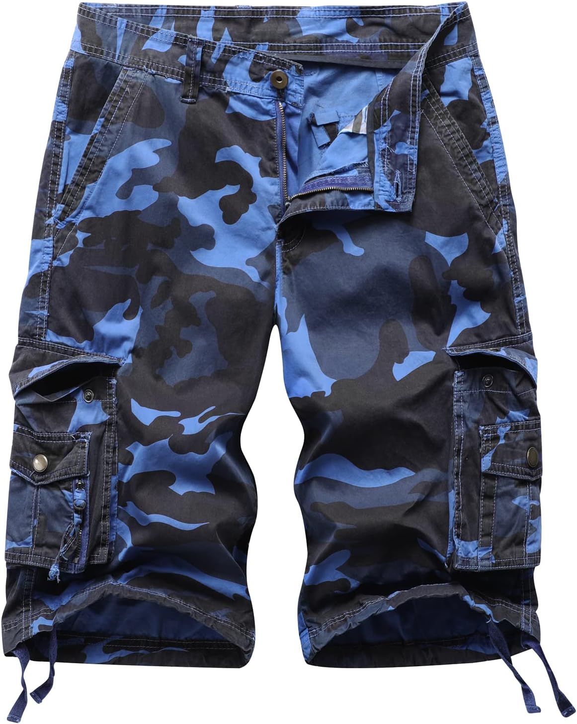 Mens Cargo Shorts Twill Cotton Multi Pocket Relaxed Fit Below Knee Camo Cargo Shorts for Men