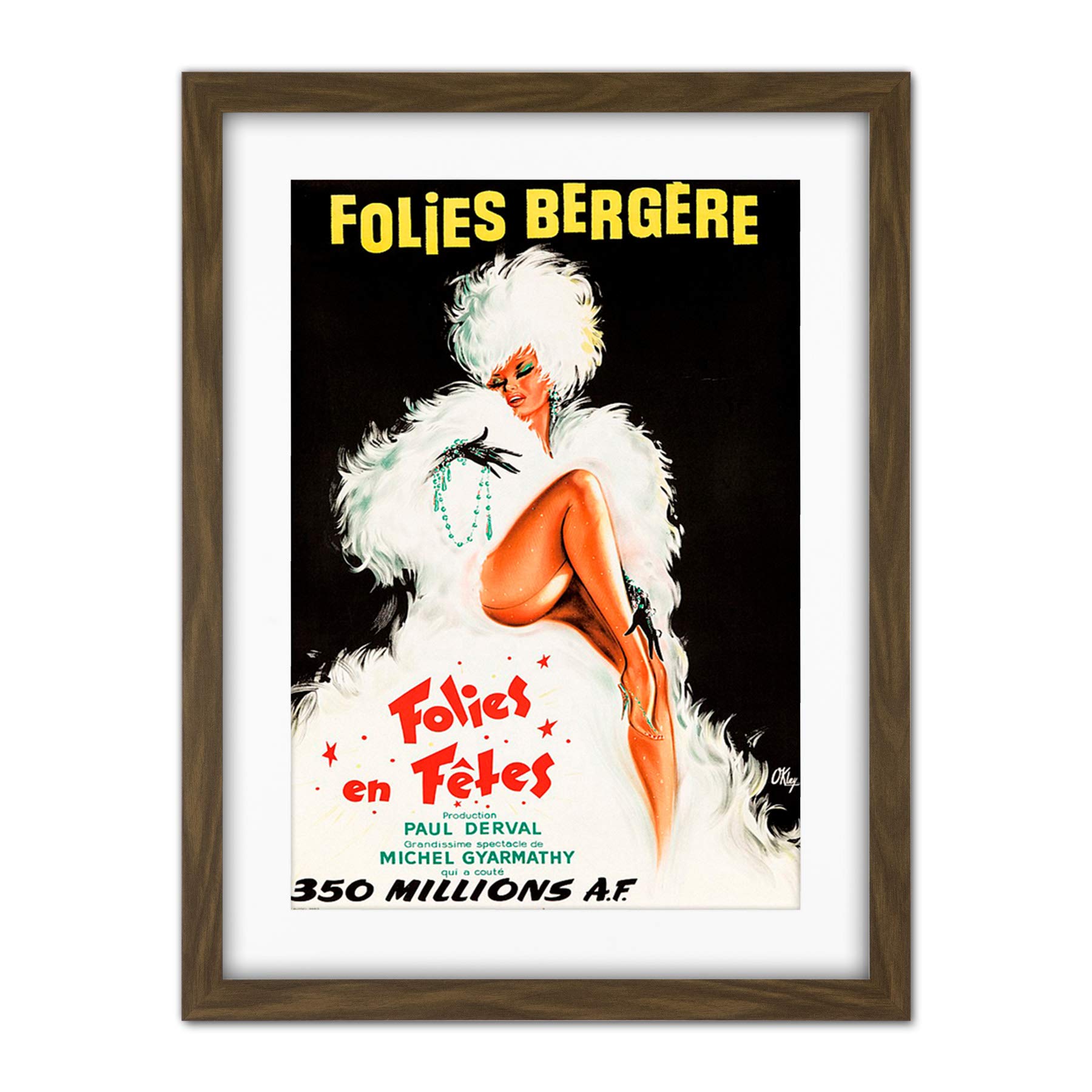Wee Blue Coo Folies Bergere Theatre Cabaret Artwork Framed Wall Art Print 18X24 Inch