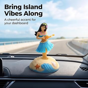 Blue Solar Powered Dancing Figures Decoration, Solar Shaking Head Ornaments Hula Girl, Car Interior Shaking Head Toy, Solar Powered Car Dashboard Interior Decoration Dancing Toy Desktop Ornaments
