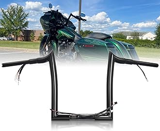Black PREWIRED 1.5" Fat Ape Hanger Handlebar 14" Rise Compatible With 16-23 Harley Road Glide & Road Glide Special & Road Glide Custom