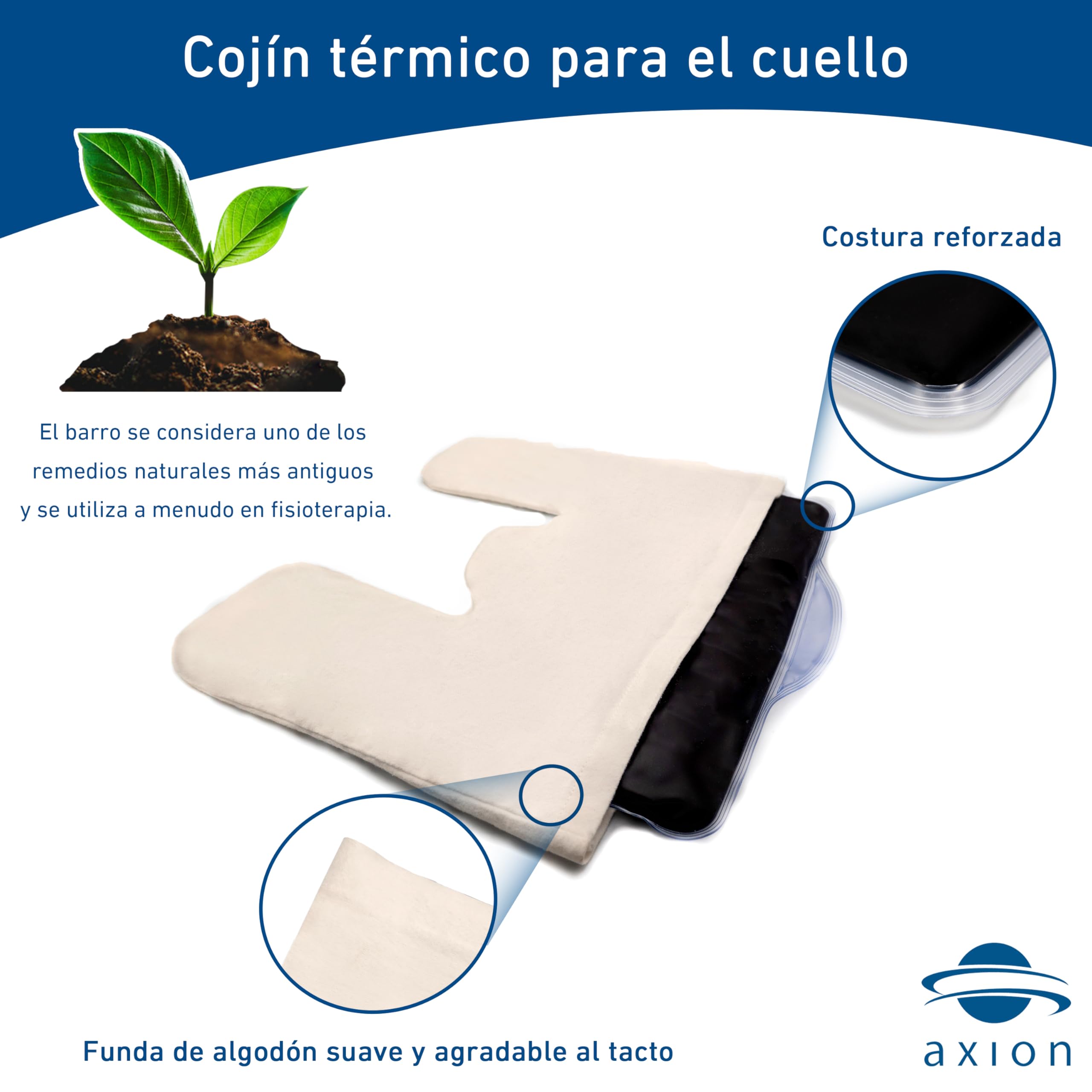 Cojín térmico de turba natural 100% 36x28 cm | Alivio de dolor y tensión en cuello, hombros y espalda | Compresa caliente para microondas