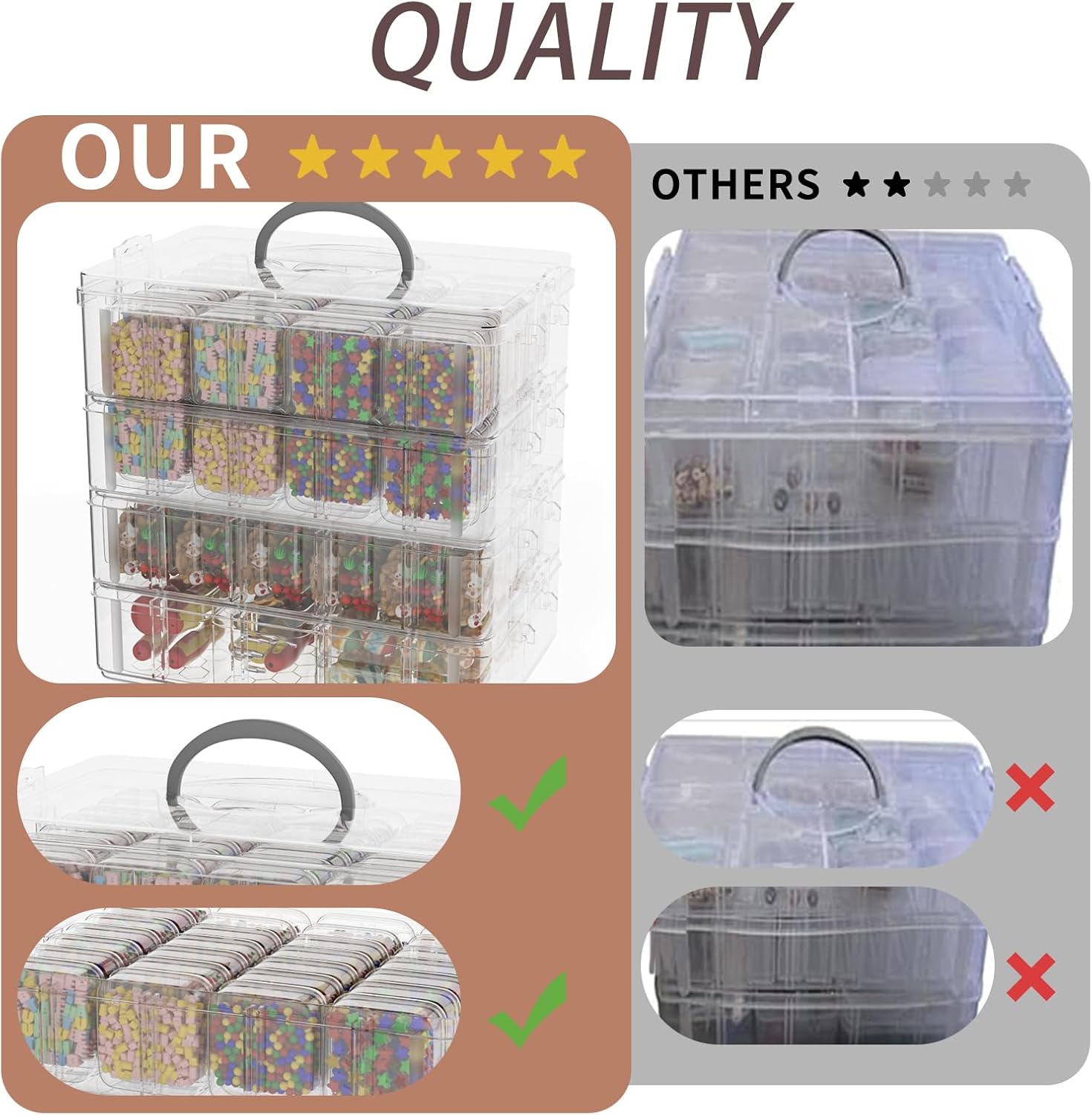 Bead Organizer Box, 84 Pcs Small Plastic Containers with Lids, 4-Tier Stackable Storage Box, Clear Organizers for Jewelry Toys Craft Storage