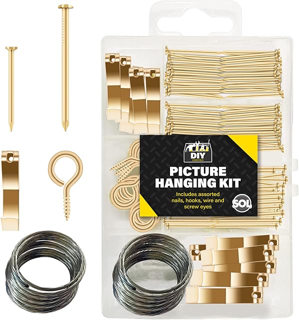 172pk Picture Hanging Kit | Multiple Wall Hooks for Hanging, Picture Hanging Wire, Heavy Duty Picture Hooks For Hard Walls, Picture Hanging Hooks Pictures Wall Hanging Picture Hook Picture Frame Hooks