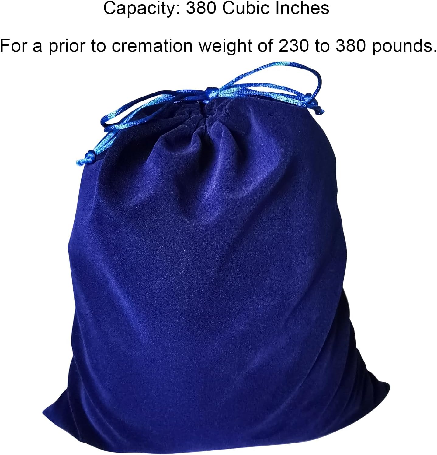Blue Velvet Cremains Urn Bag for Human Ashes - For Use Inside the Urn - Size 12" X 16" (380 Cubic Inches Capacity) - Includes a Resealable PE Material Ashes Storage Bag (Blue, X-Large)