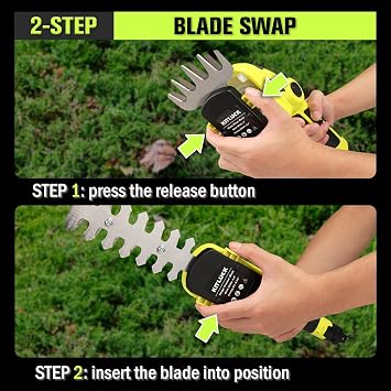 KITLUCK 8V Cordless 2-in-1 Grass Shear & Hedge Trimmer,Handheld Electric Grass Trimmer Hedge Shears/Grass Cutter with 2.0Ah Rechargeable Power and Type-C Cable for Yard, Garden, Lawn Care