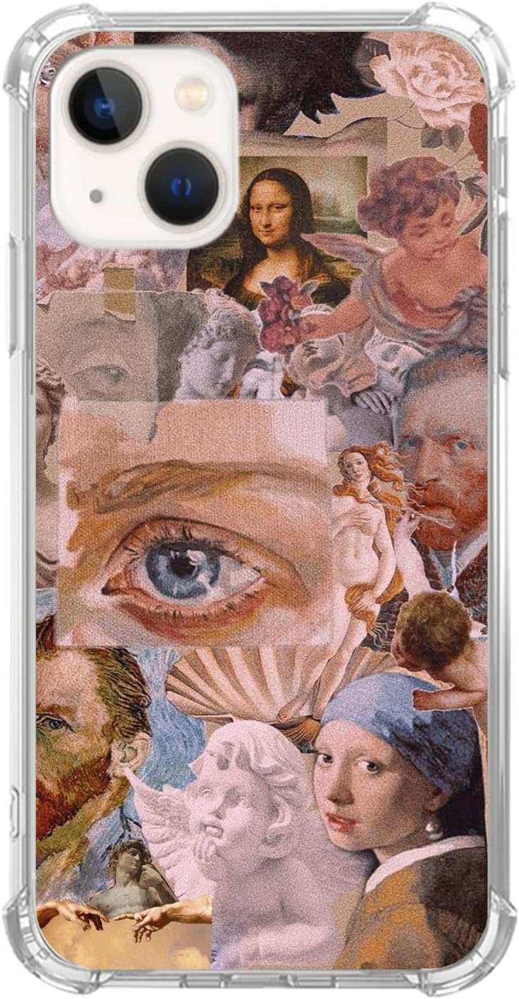 Aesthetic Iconic Painting Art Case Compatible with iPhone 13, Renaissance Old Painting Collage Case for iPhone 13 for Teens Men and Women, Cool TPU Bumper Phone Case Cover