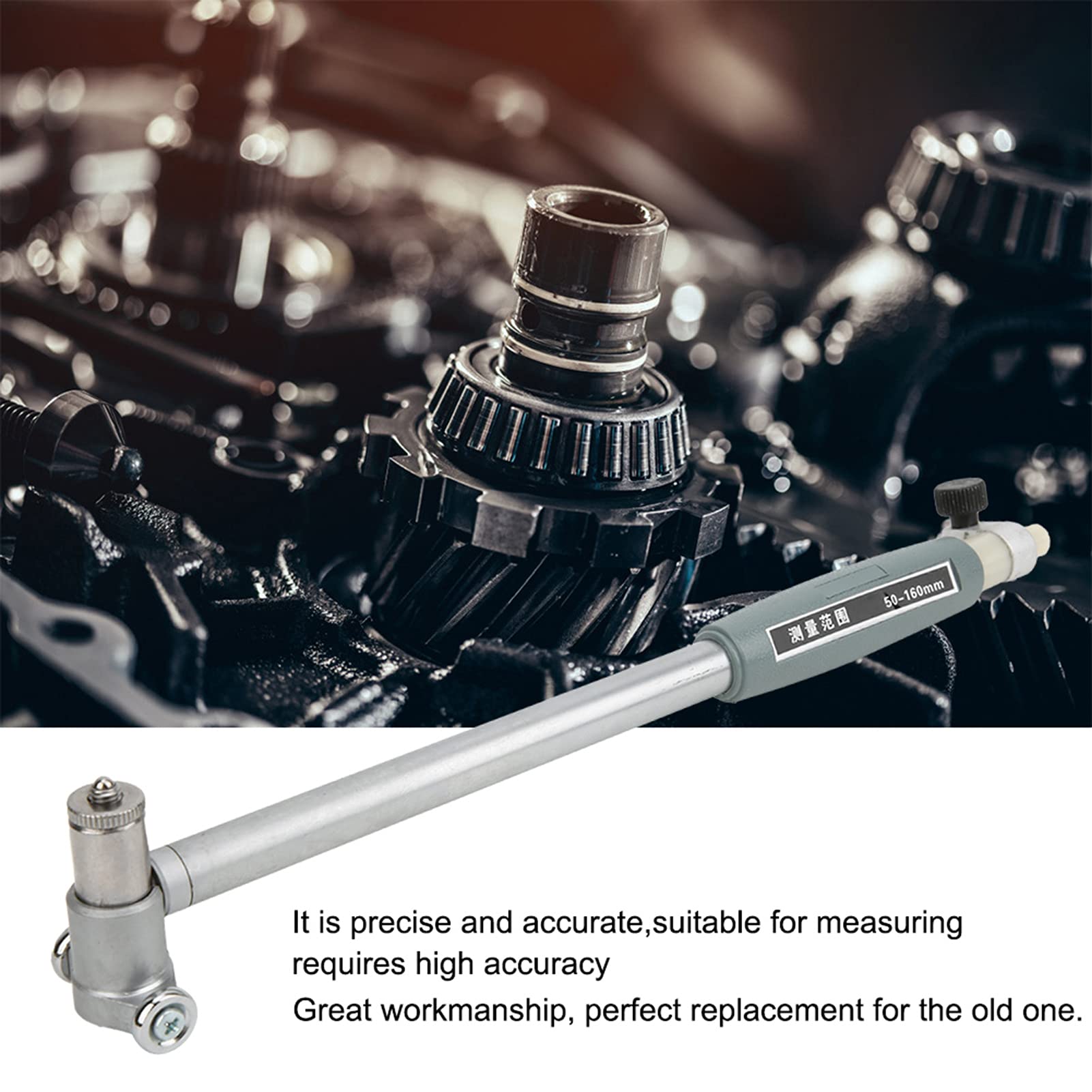 Dial Bore Gage Rod, Aluminum Alloy 50-160mm with 4 Side Heads for Easy Installation and Removal, Precise Measurement (50-160mm)