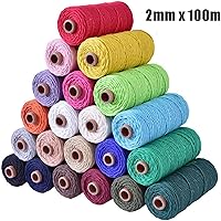 Vista 9 de Cordón de macramé de algodón 2 mm x 109 yardas, cuerda de algodón colorida para manualidades DIY, ganchos de plantas (Beige)